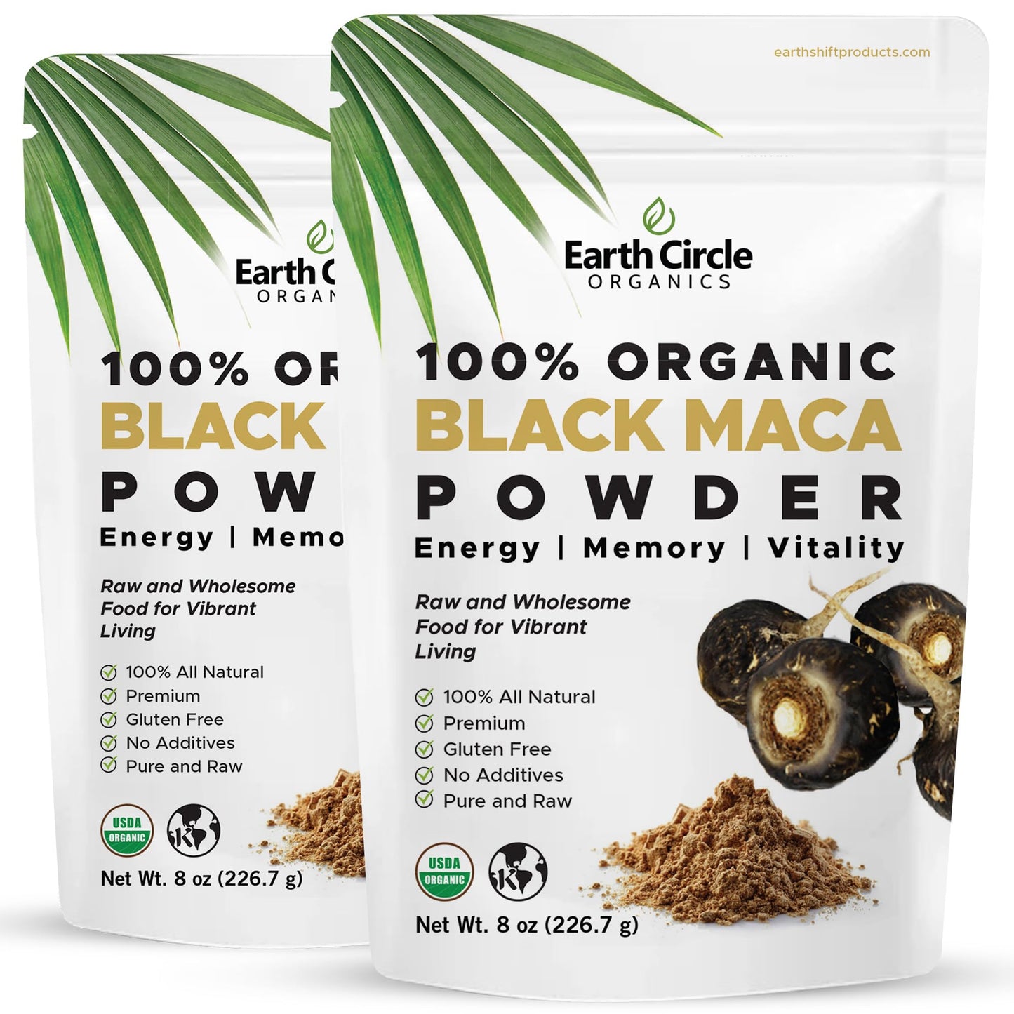 Earth Circle Organics Organic Black Maca Root Powder, 16 oz (Pack of 2)
