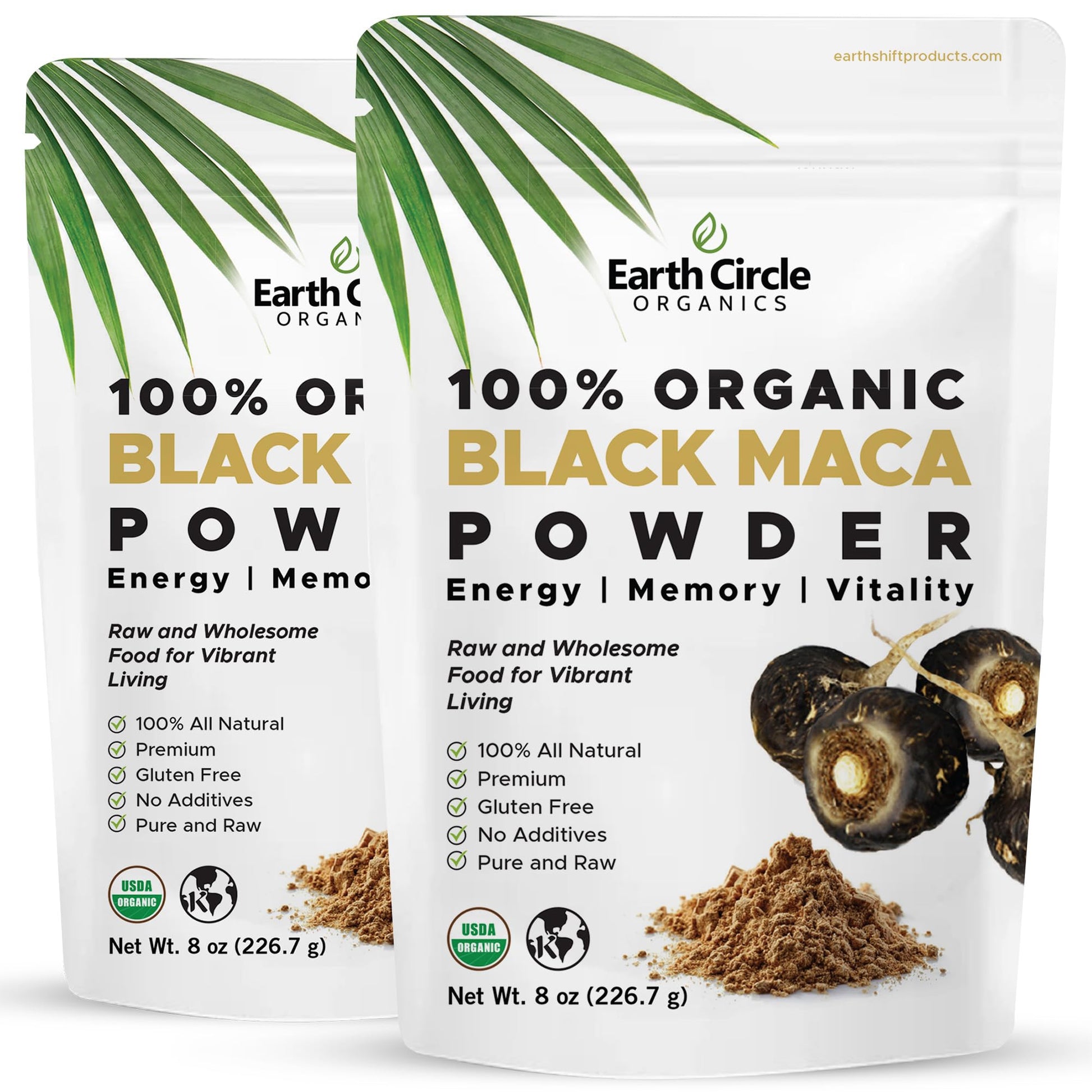 Earth Circle Organics Organic Black Maca Root Powder, 16 oz (Pack of 2)