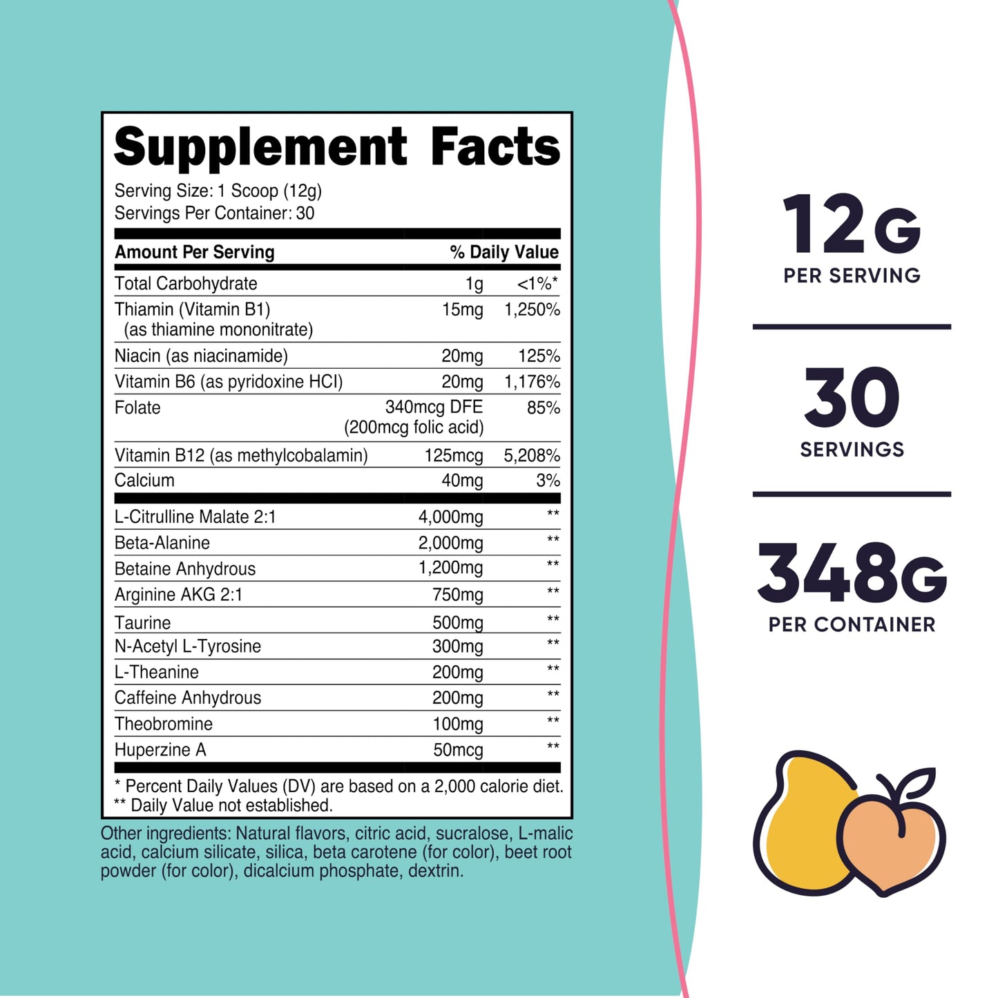 Nutricost Pre-Workout Powder for Women Peach Mango 12.7 Oz