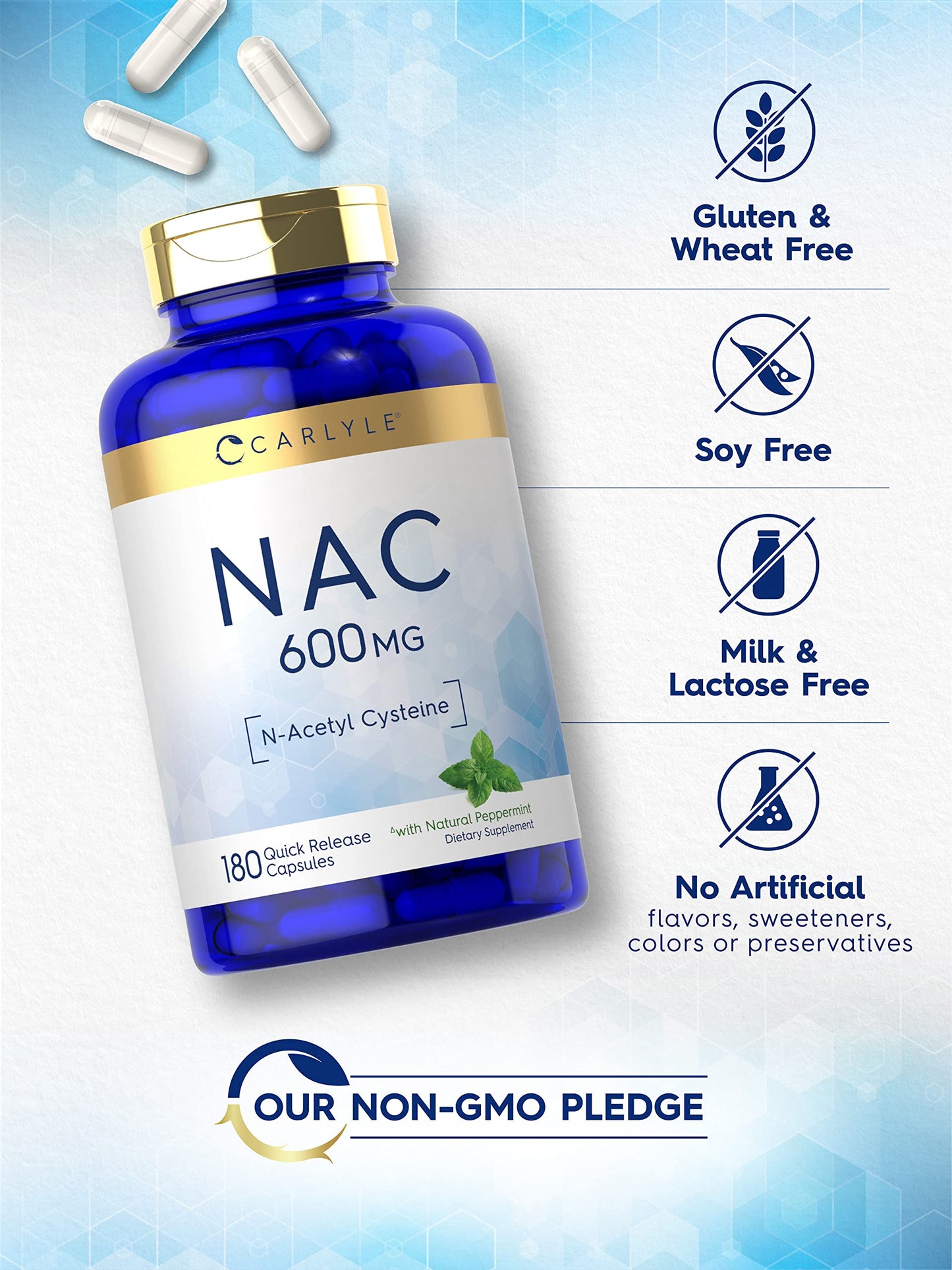 Carlyle NAC N-Acetyl Cysteine 600mg Capsules 180 Count