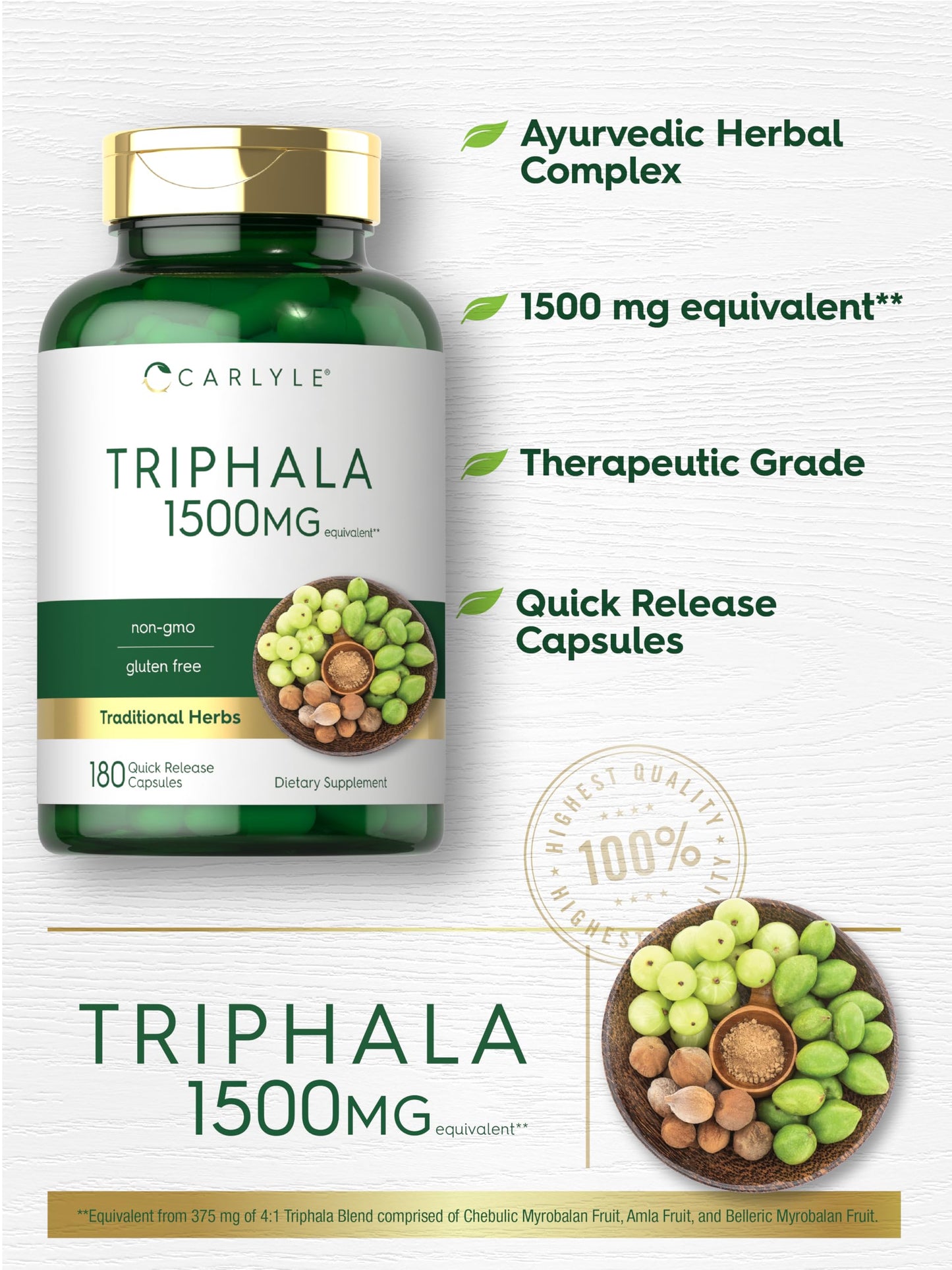Carlyle Triphala Capsules 180 Count