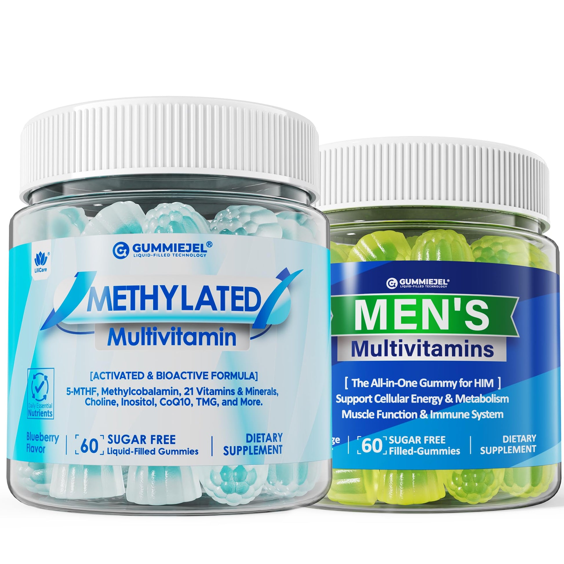 LILICARE Methylated Multivitamin Gummies + Men's Multivitamin Gummies, 120 Count