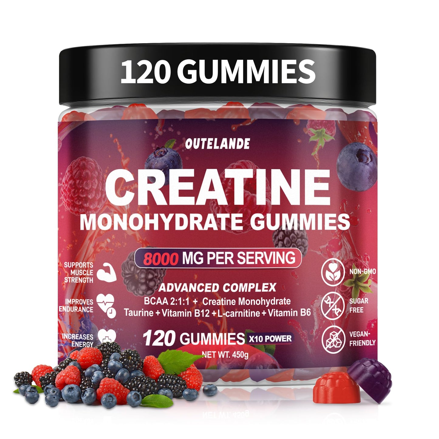 OUTELANDE Creatine Monohydrate Gummies 120 Count