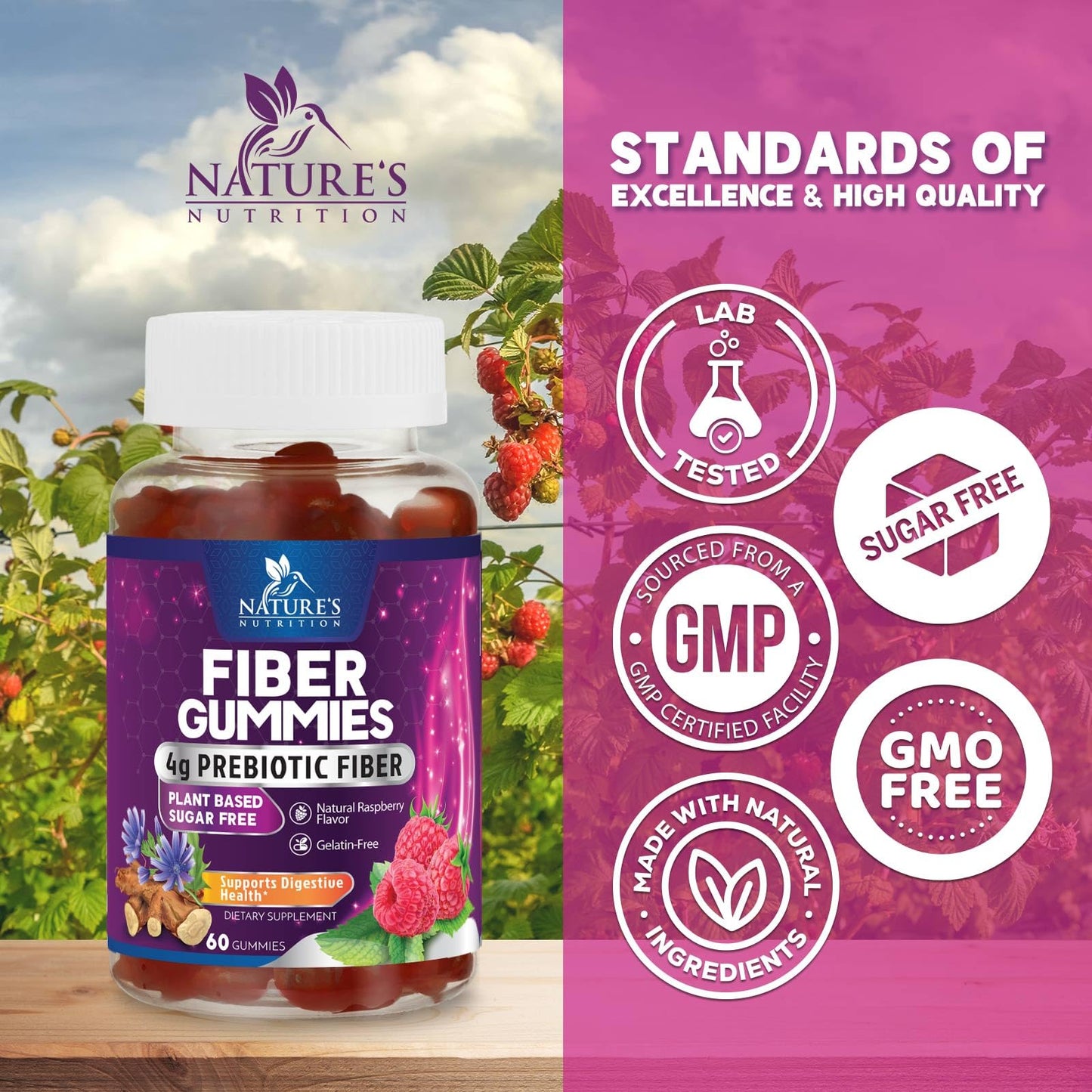 Nature's Nutrition Fiber Gummies 60 Count