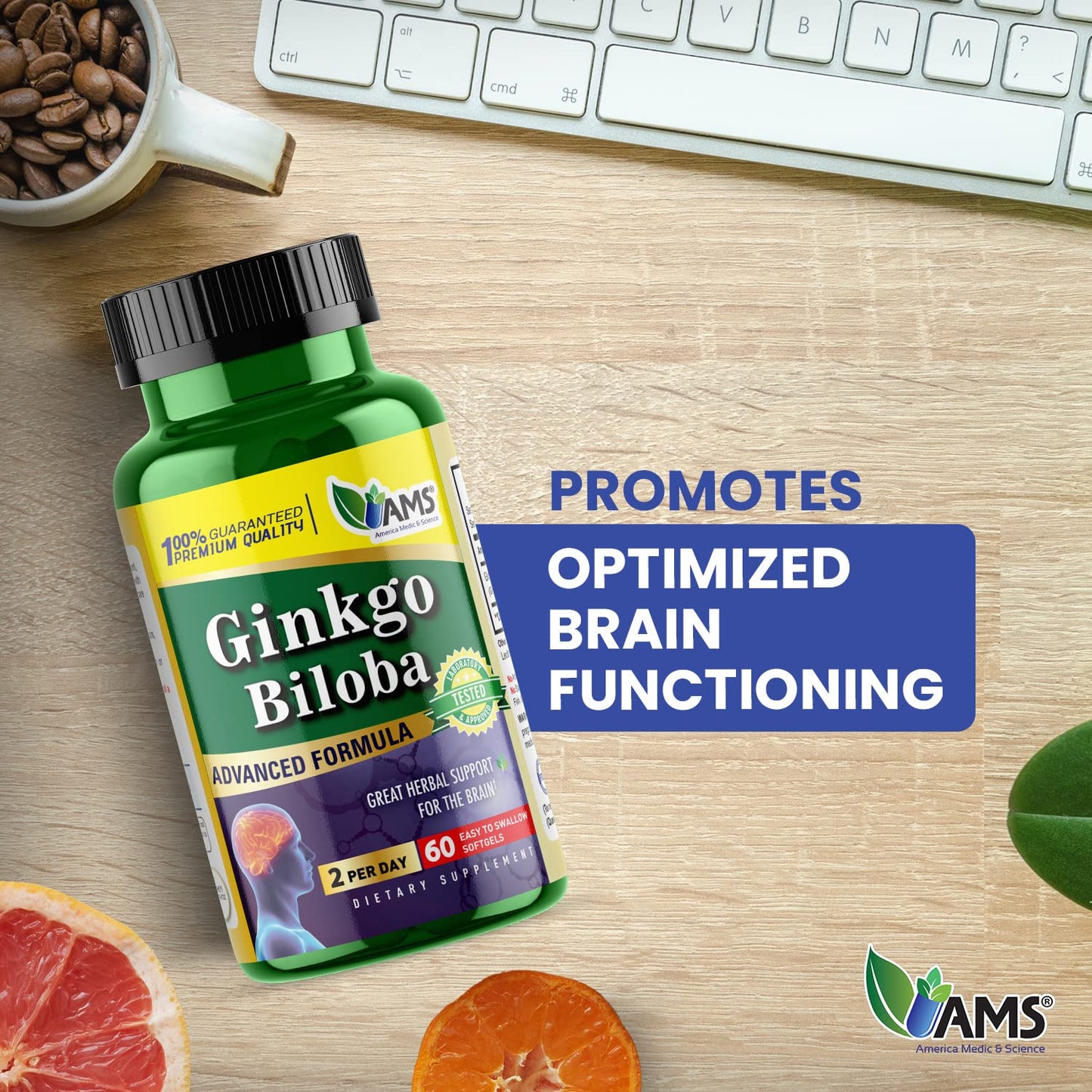 America Medic & Science Ginkgo Biloba 60mg Softgels 60 Count