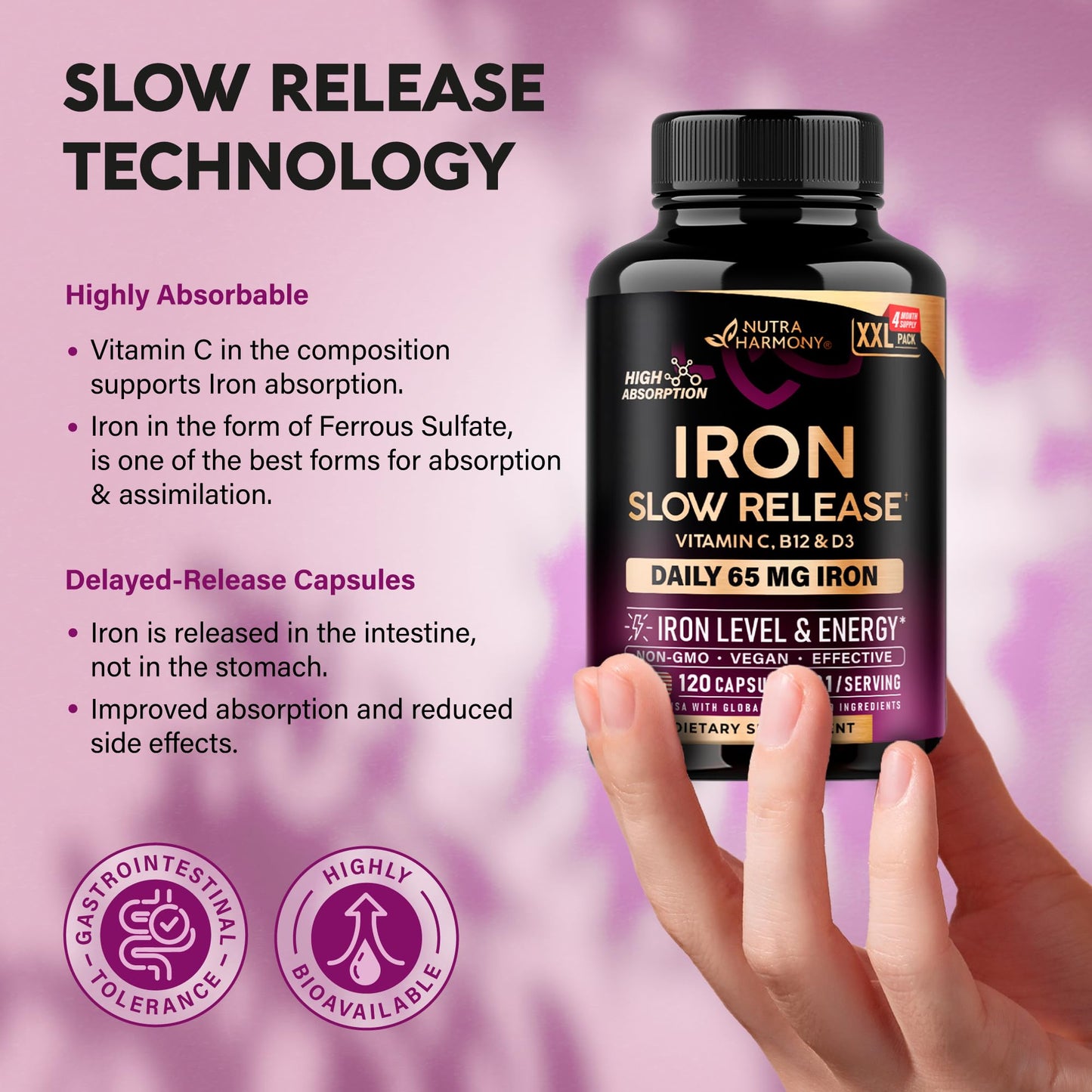 NUTRAHARMONY Iron Supplement for Women 120 Capsules