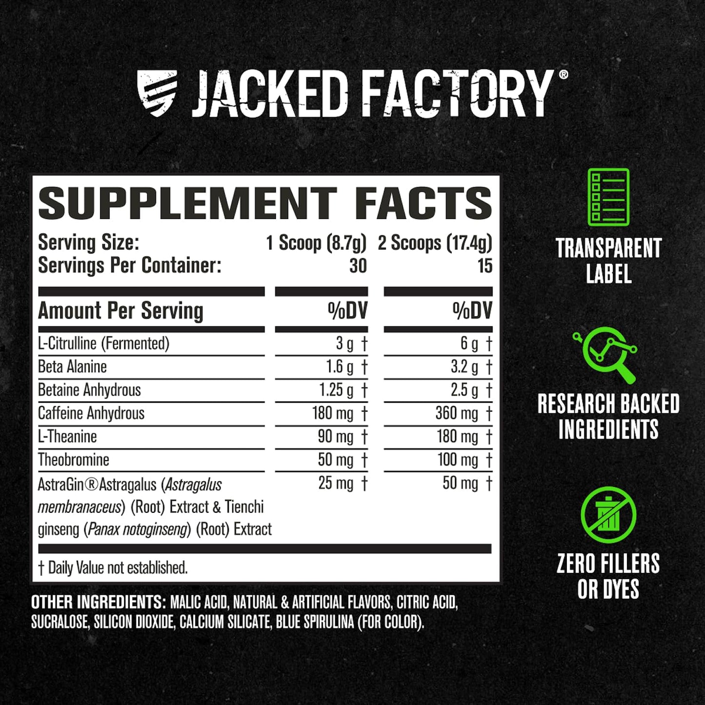 Jacked Factory Nitrosurge Pre Workout Supplement Powder, 30 Servings
