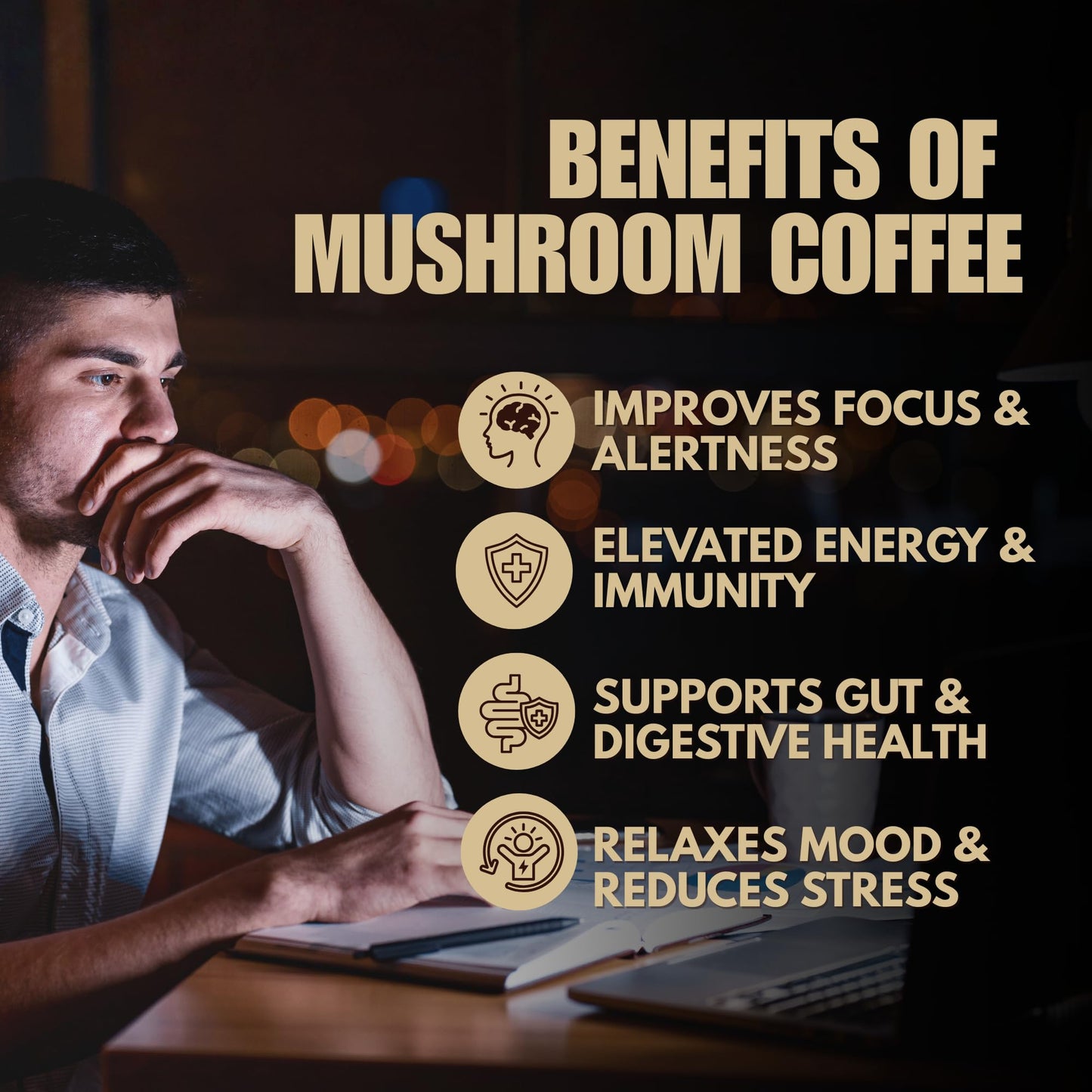 Spark Mushroom Coffee Instant Organic Mushroom Coffee Powder 7.4 oz