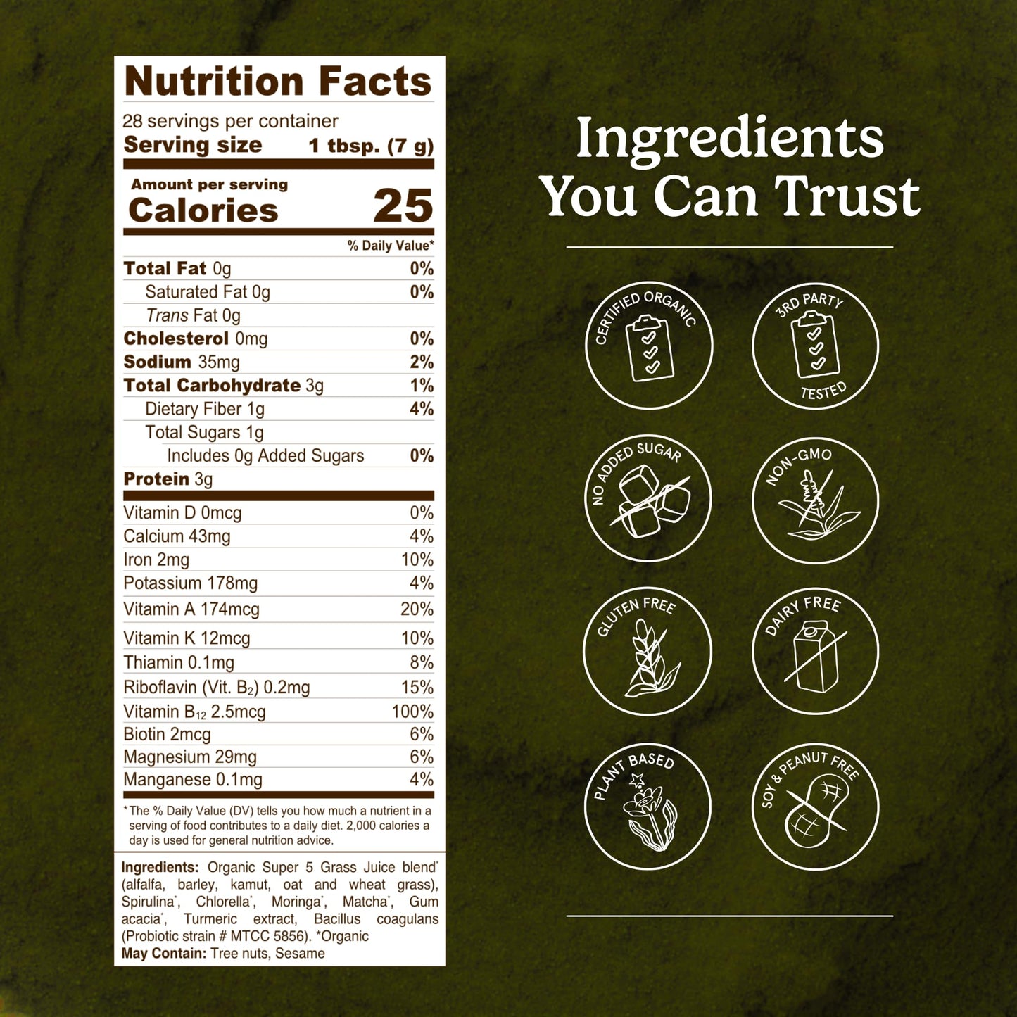 Organic Traditions Super Greens Turmeric Powder Blend 7