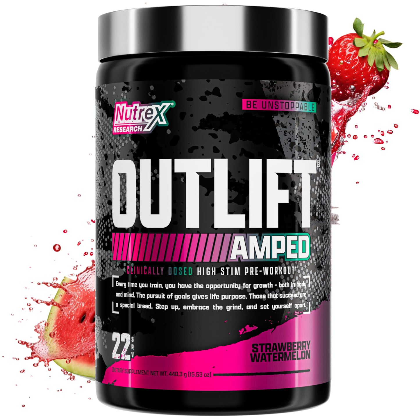 Nutrex Research OUTLIFT Amped Max Dosed HIGH STIM Pre Workout Powder 15.7 oz
