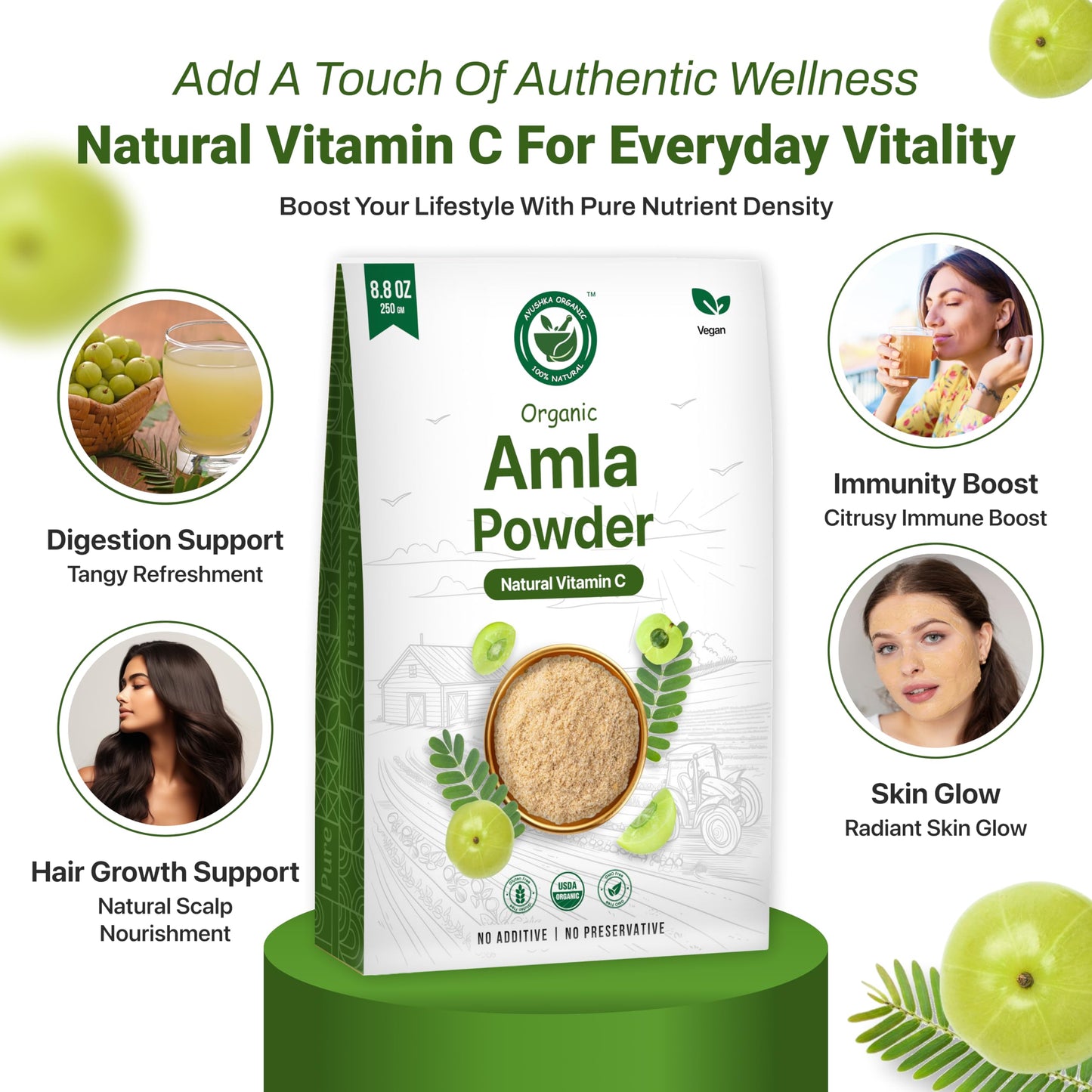 Ayushka Organic Superfoods Amla Berry Powder, 8.8 oz