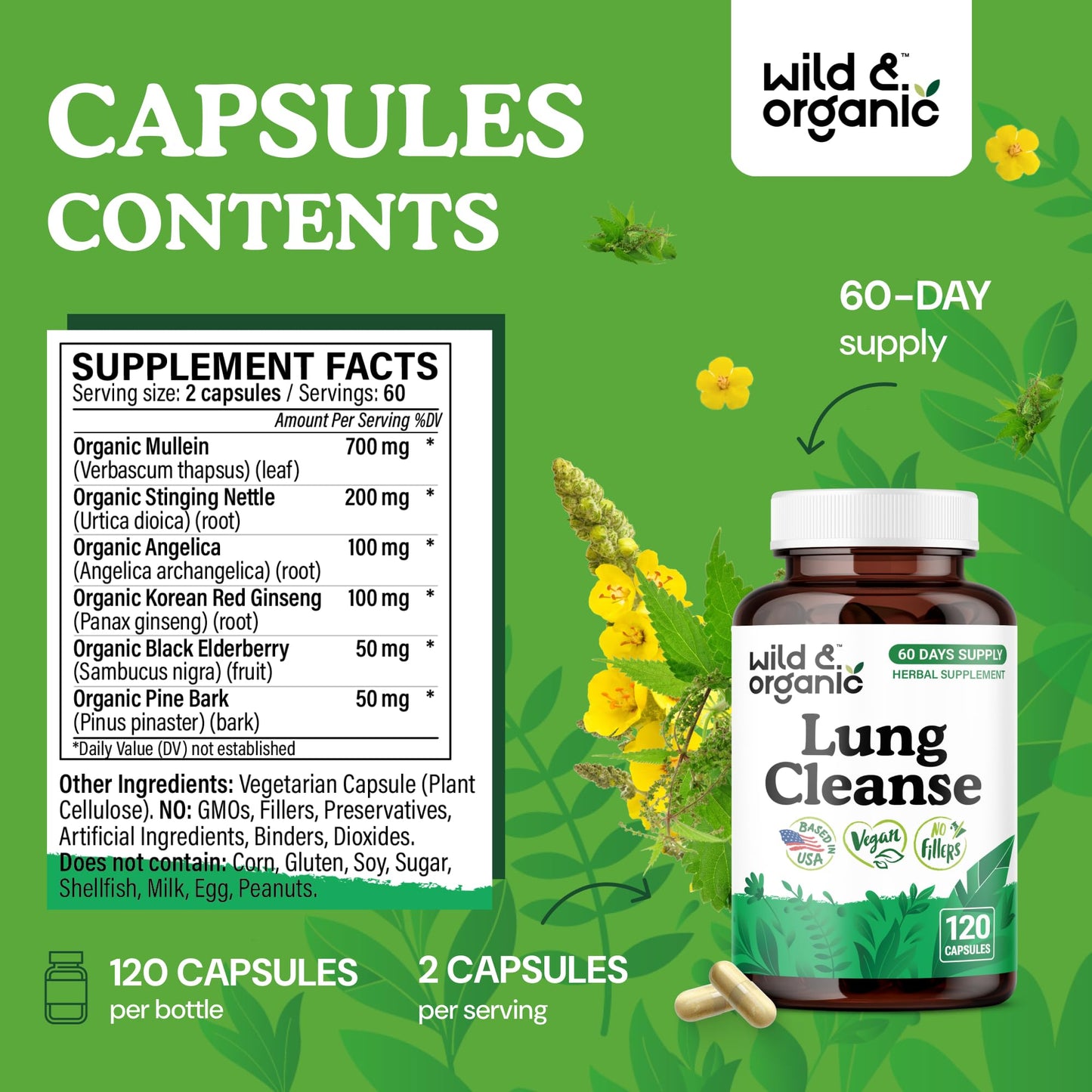 Wild & Organic Lung Cleanse Capsules, 120 Count