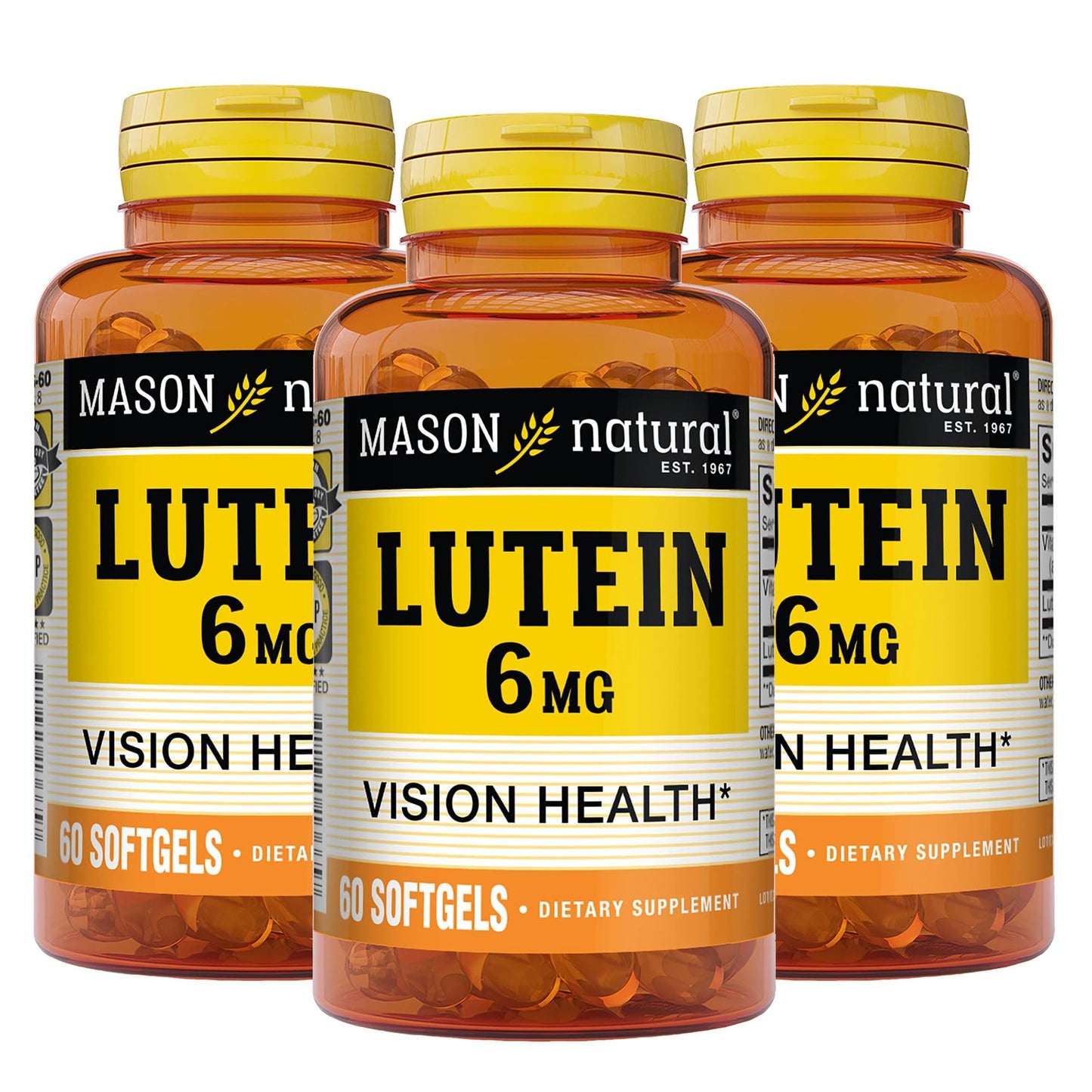 Mason Natural Lutein 6 mg with Vitamin E Softgels, 180 Count