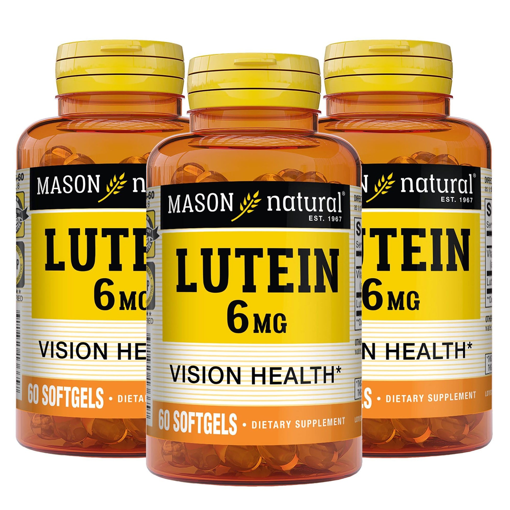 Mason Natural Lutein 6 mg with Vitamin E Softgels, 180 Count