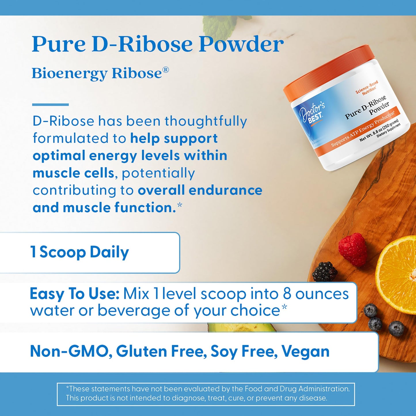 Doctor's Best Pure D Ribose Powder, 8.8 oz