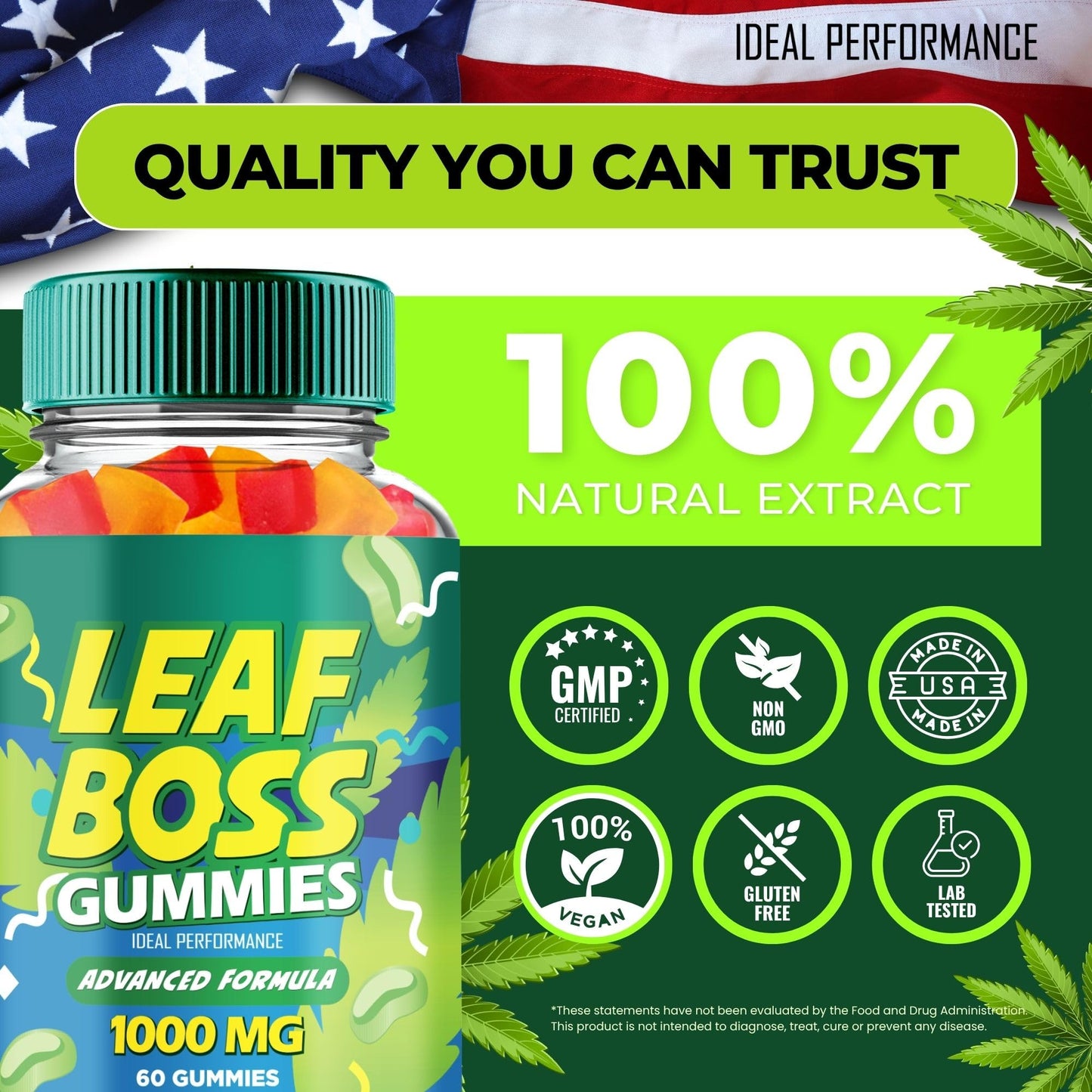 IDEAL PERFORMANCE Leaf Boss Hemp Gummies 120 Count