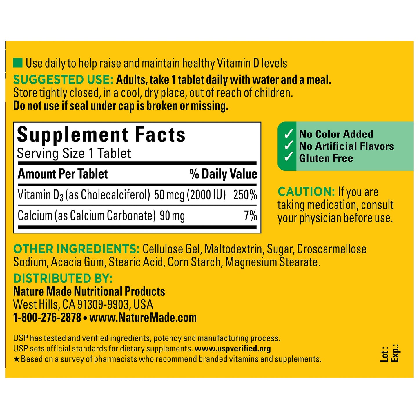 Nature Made Vitamin D3 2000 IU Tablets, 220 Count