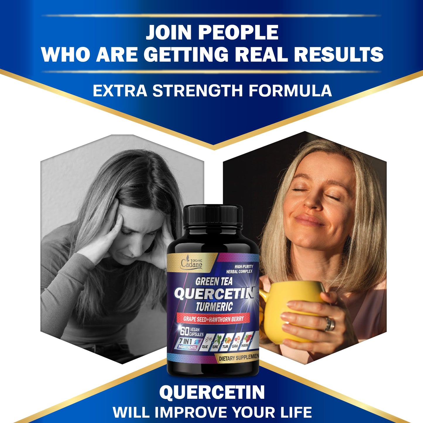 Organic Cadane Quercetin Supplements Capsule 60 Count