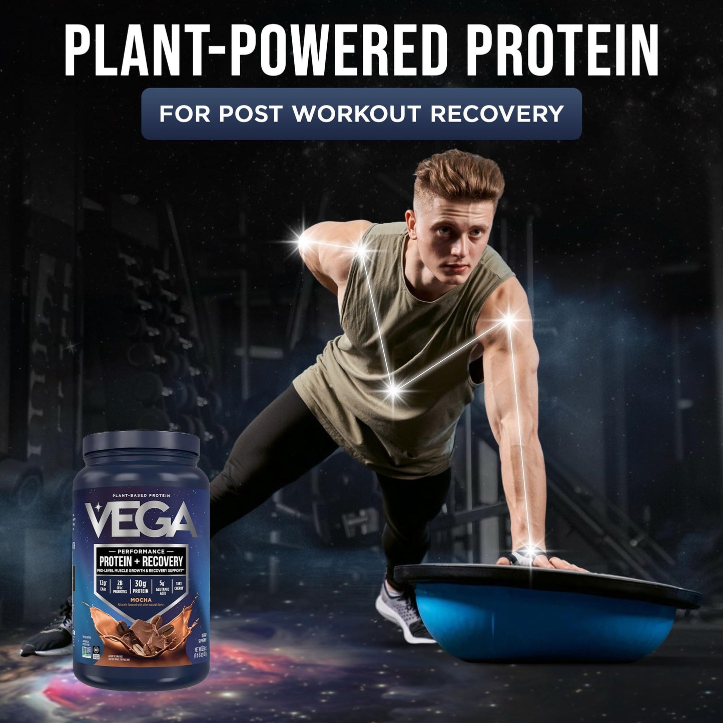 Vega Protein + Recovery Powder, Mocha, 28.6 oz