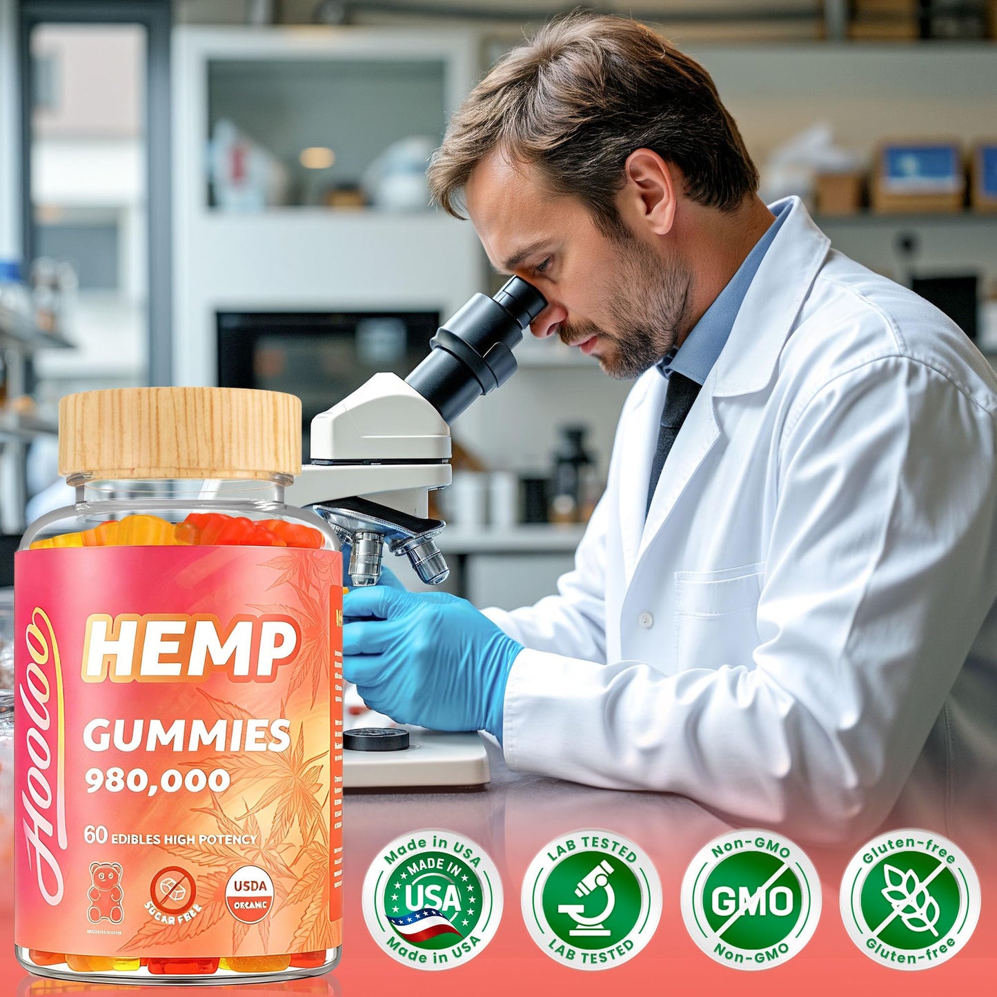 HOOLOO Hemp Gummies Gummy, 120 Count
