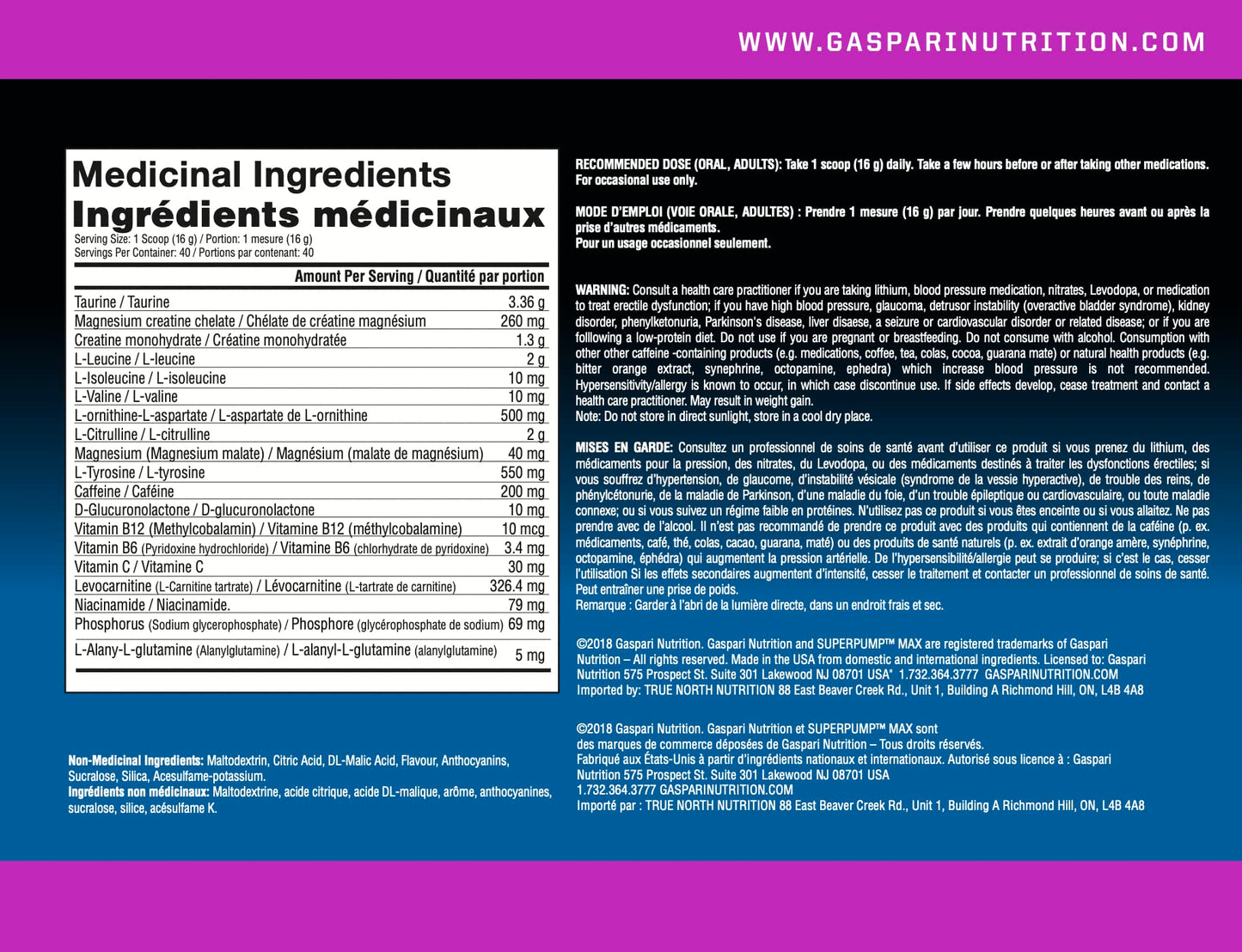 Gaspari Nutrition Superpump Max Pre-Workout Powder, Grape Cooler, 22.56 oz