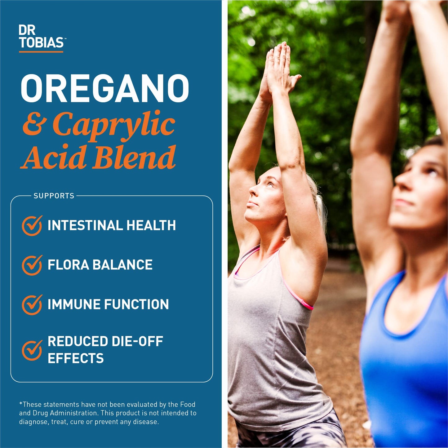 Dr. Tobias Oregano and Caprylic Acid Blend, Gut Flora Balance Complex with Probiotics & Enzymes for Intestinal and Immune Support, Gut Health Supplements for Women & Men, 60 Capsules