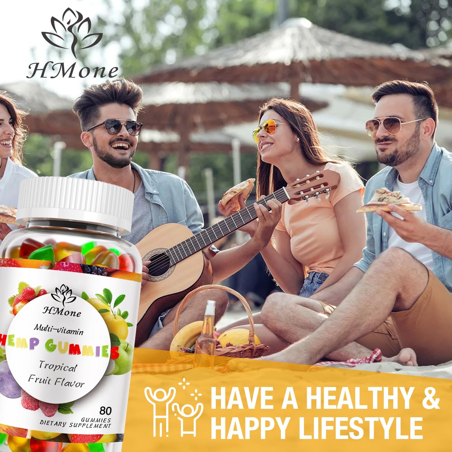 HMone Hemp Gummies Advanced for Pain, Sleep, Anxiety, High Potency Pure Organic Hemp Oil Extract, 100% Natural, Vegan Non-GMO, 240 Gummies