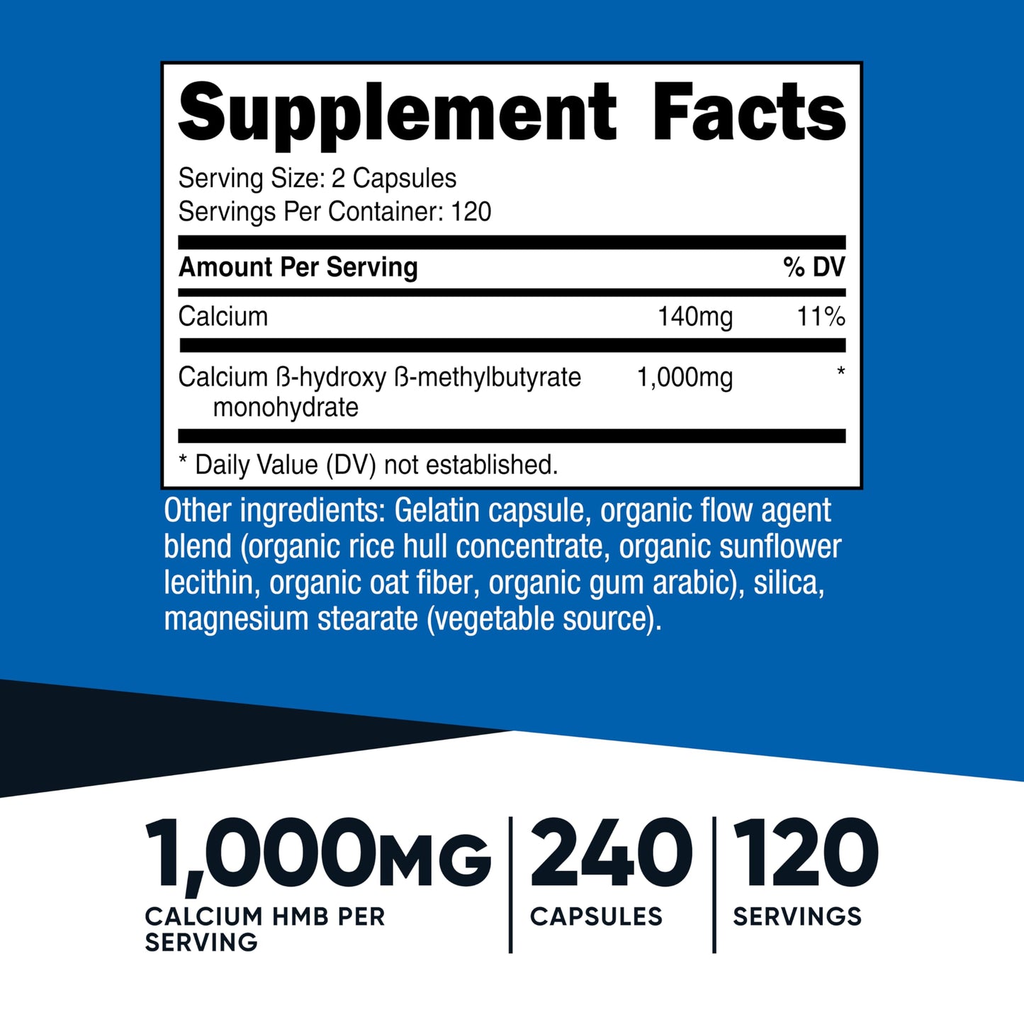 Nutricost HMB (Beta-Hydroxy Beta-Methylbutyrate) 1000mg Capsule, 240 Count