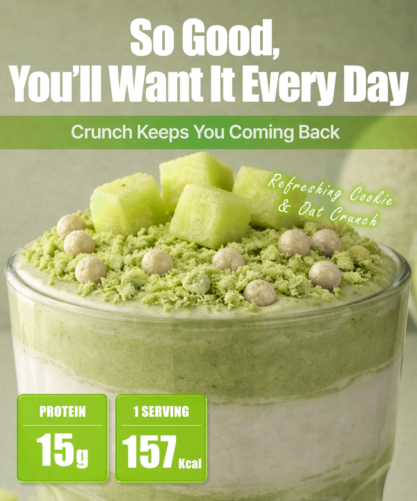 MEAL IT Melon Protein Shake with Cookie Crunch & Oat Crunch Balls Powder 9.88 Ounces