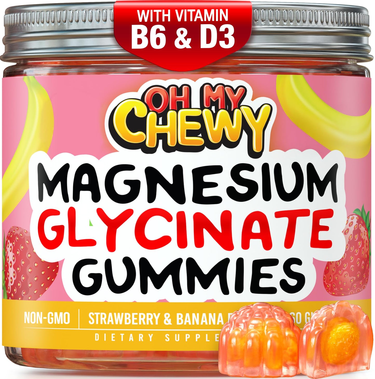 OH MY CHEWY Center-Filled Magnesium Glycinate Gummies 400MG, 120 Gummies