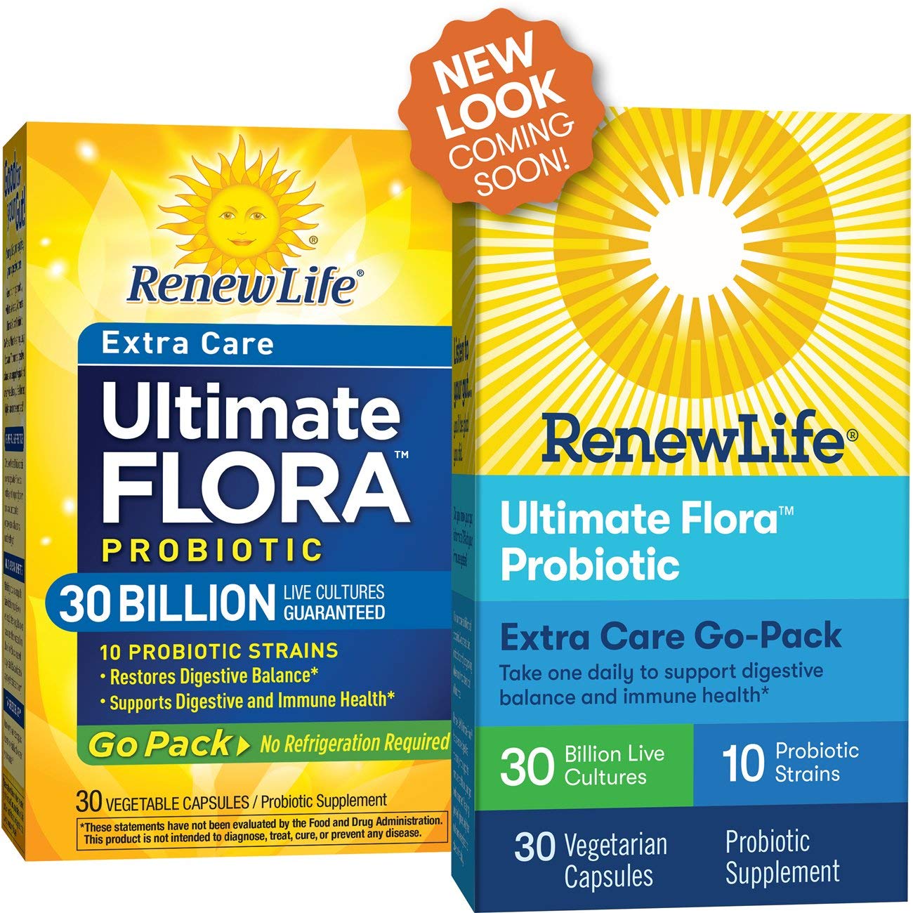 Renew Life Ultimate Flora Probiotic Extra Care Go Pack Vegetable Capsules, 30 Count