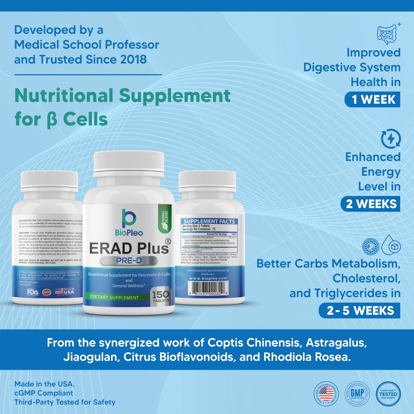 ERAD Plus Pre-D Nutritional Supplement for Metabolism Support 150 Tablets