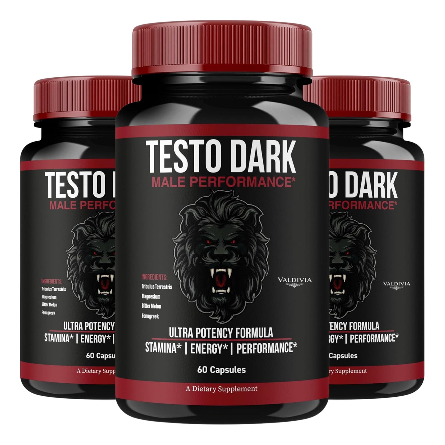 Valdivia TestoDark Premium Advanced Formula Maximum Strength Daily Multivitamin for Overall Health and Wellness, 180 Capsules
