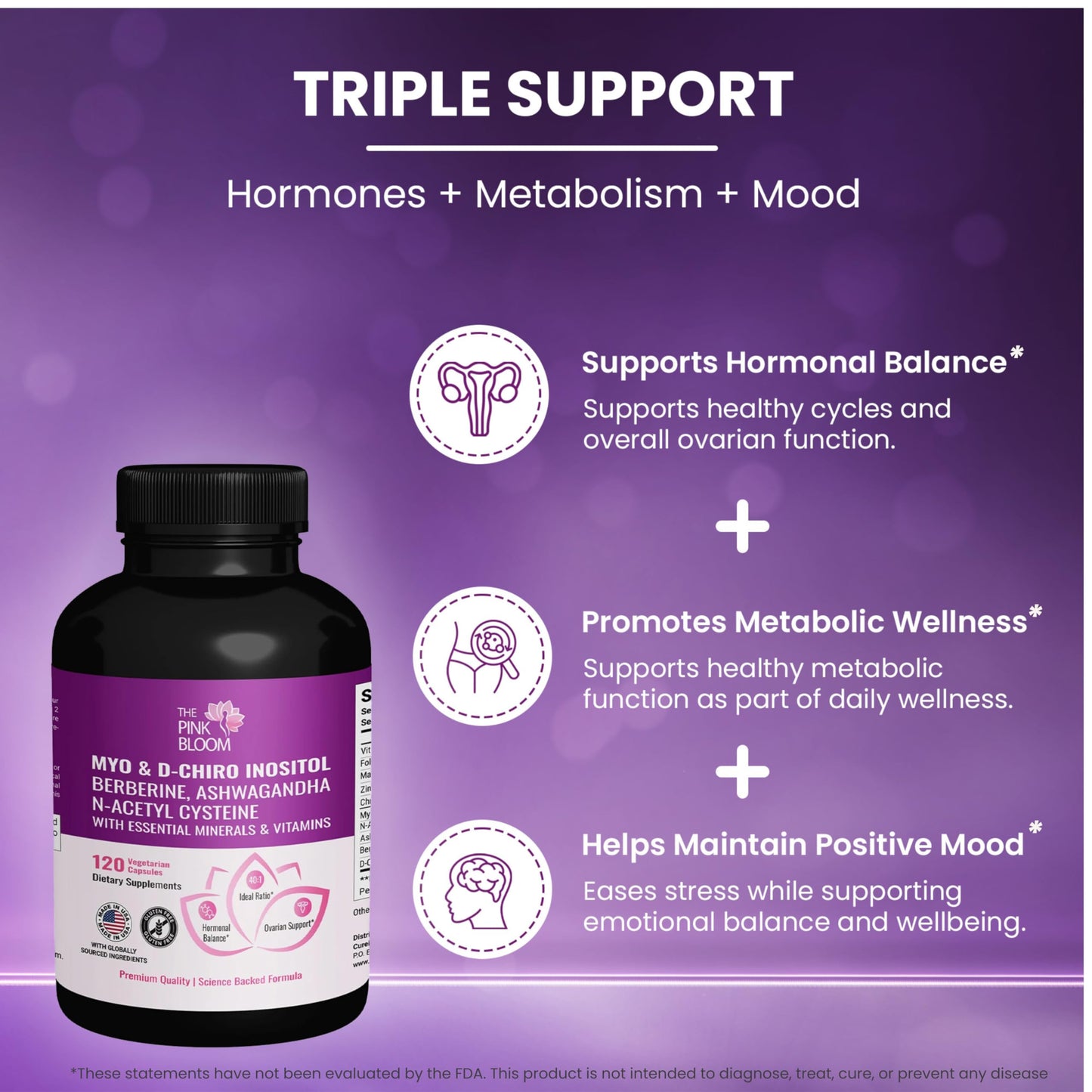 The Pink Bloom Myo & D-Chiro Inositol 40:1 Ratio Capsules, 120 Count
