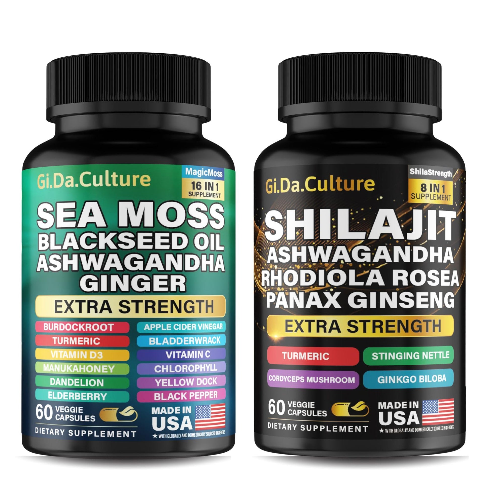 Gi.Da.Culture Shilajit and Sea Moss Combo Capsules 120