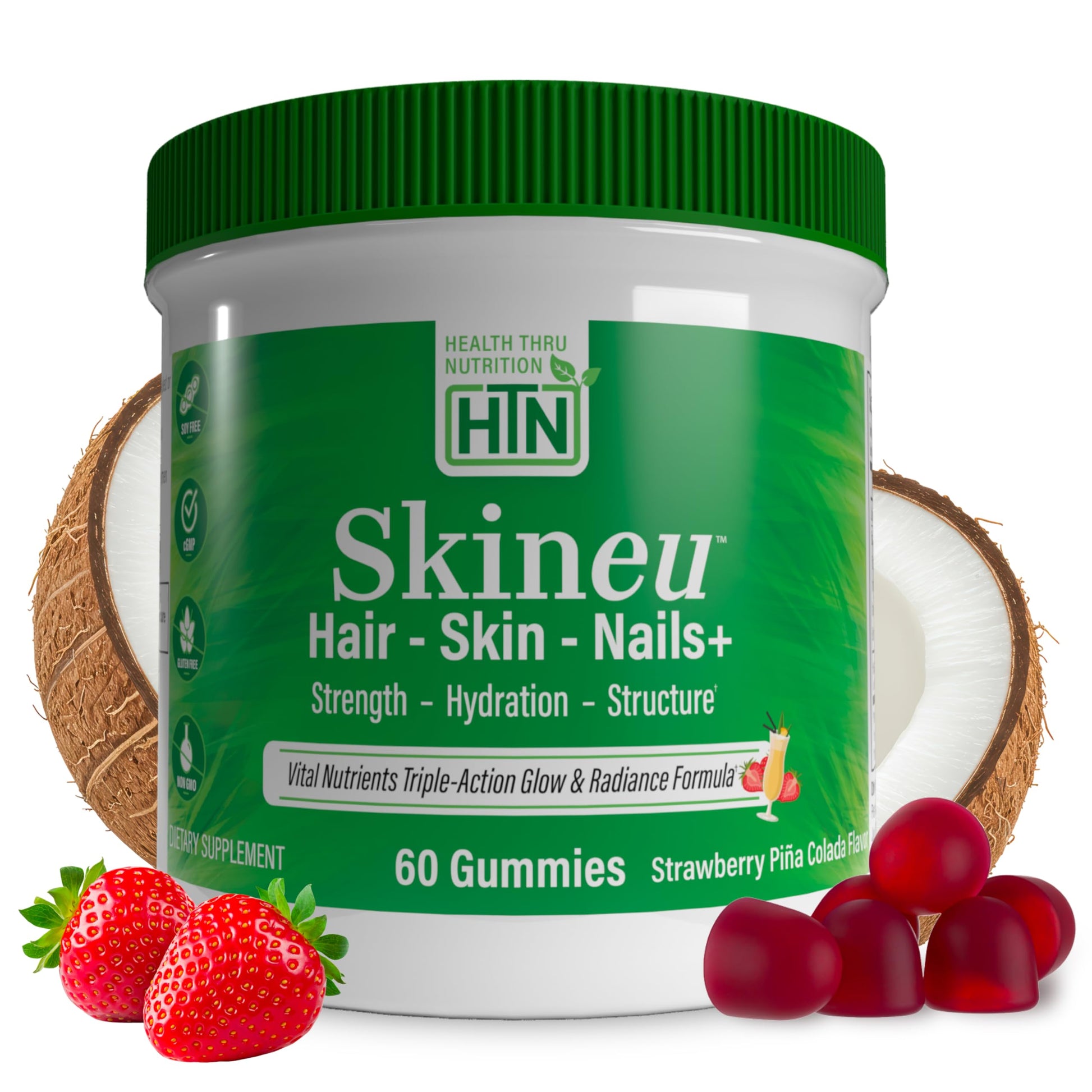 Health Thru Nutrition Skineu Hair, Skin & Nails+ Gummies, 60 Gummies