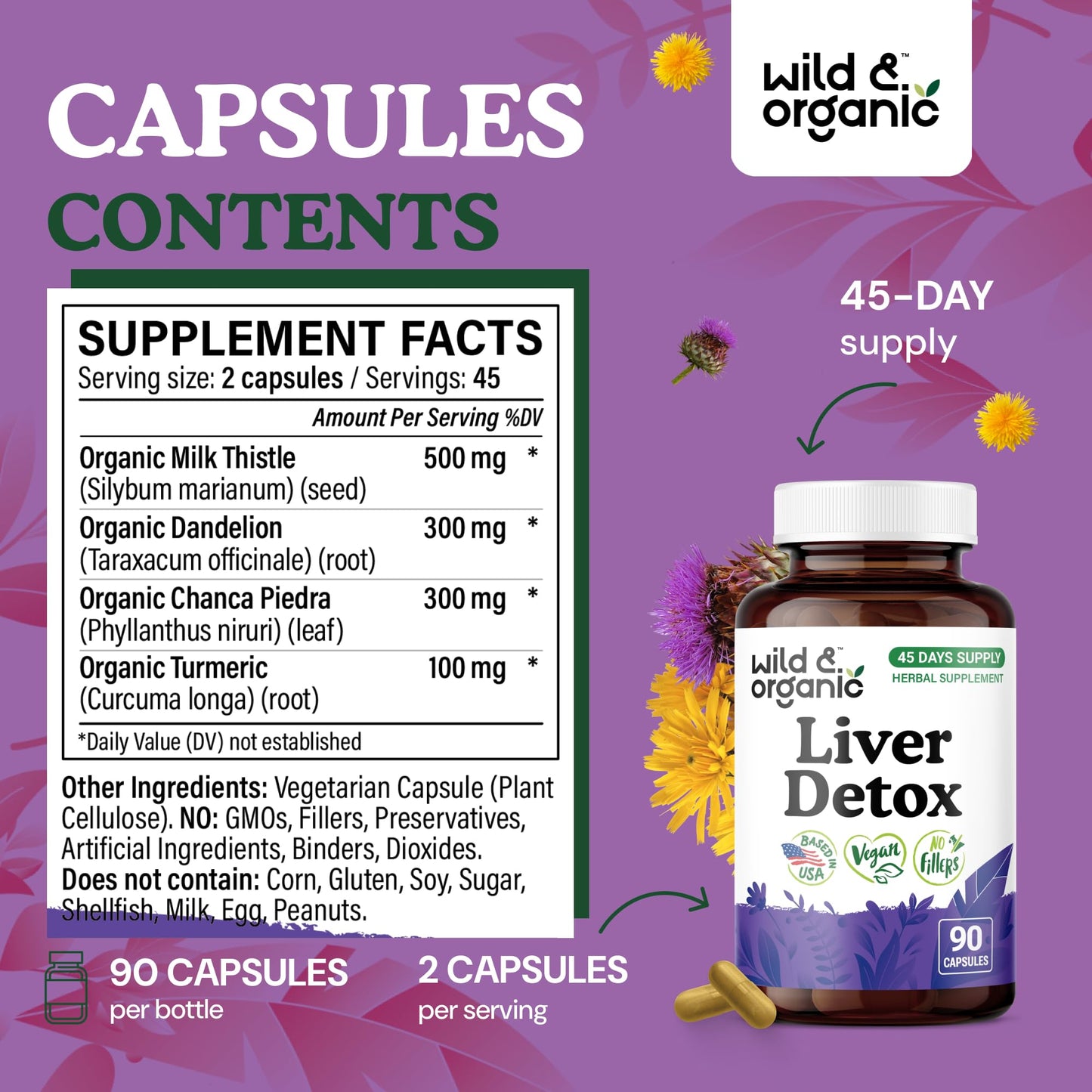 Wild & Organic Liver Detox Capsule 90 Count