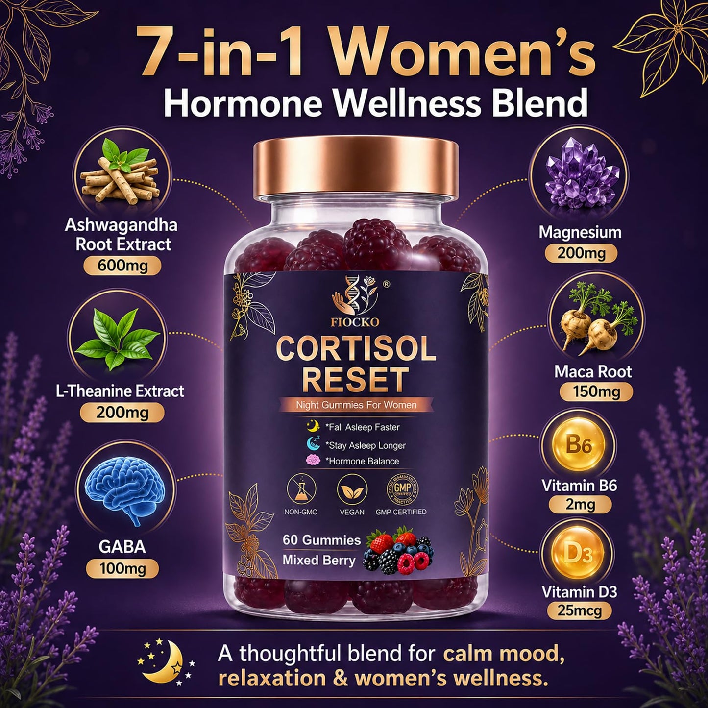 fiocko Cortisol Gummies 60 Count