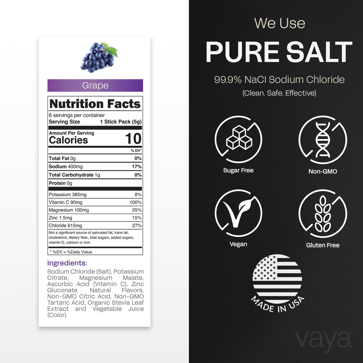 Vaya Sugar Free Electrolyte Powder Packets with Fasting Electrolytes, 4.23 oz