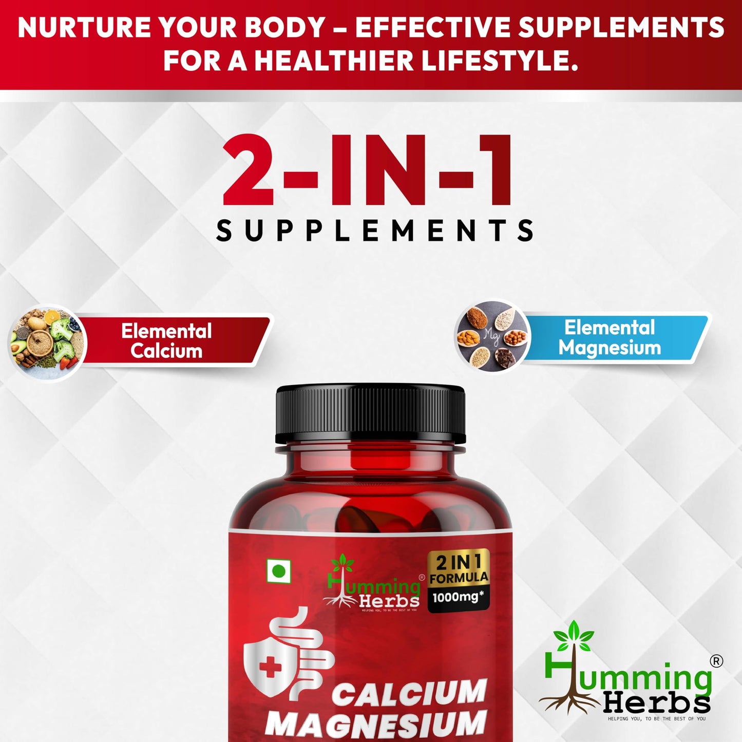 Humming Herbs Calcium Magnesium Butyrate Capsules, 90 Count