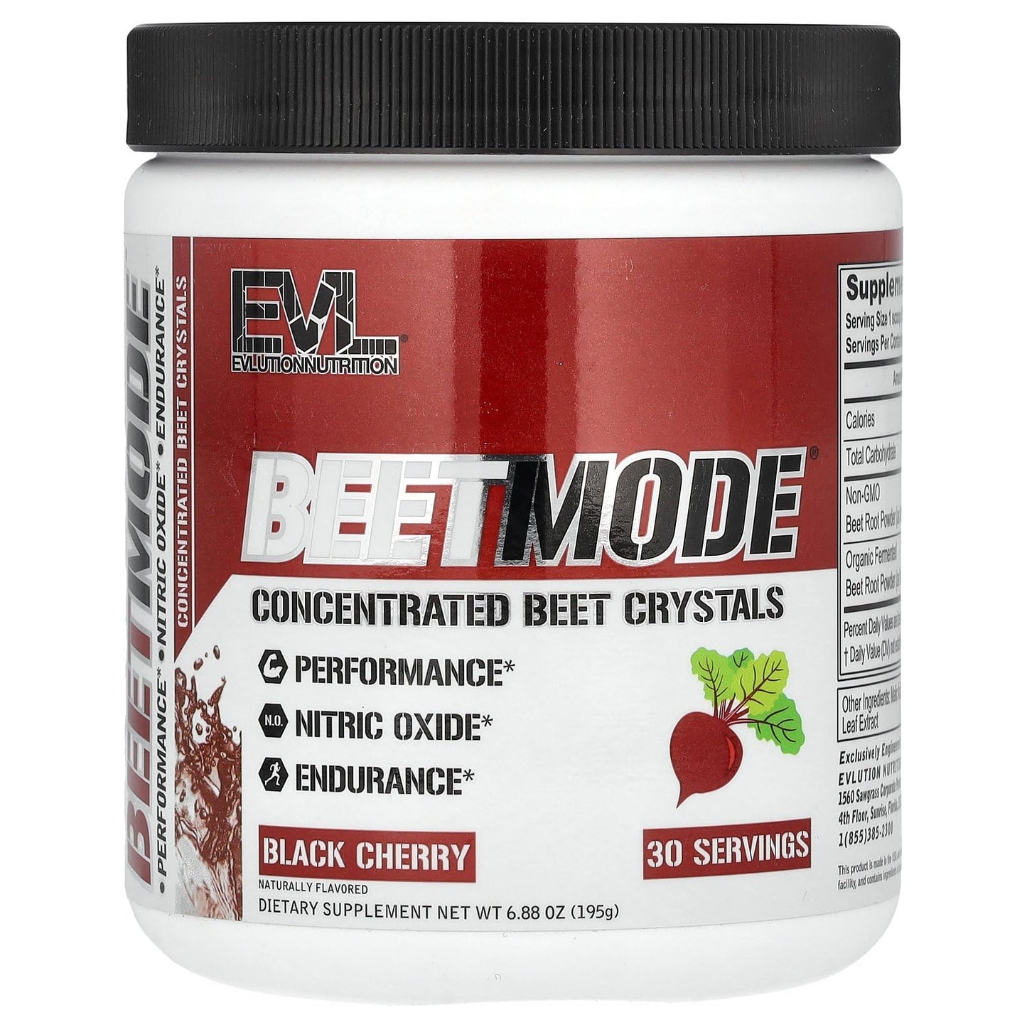 Evlution BeetMode Beet Root Nitric Oxide Powder, Black Cherry, 6.88 Ounce