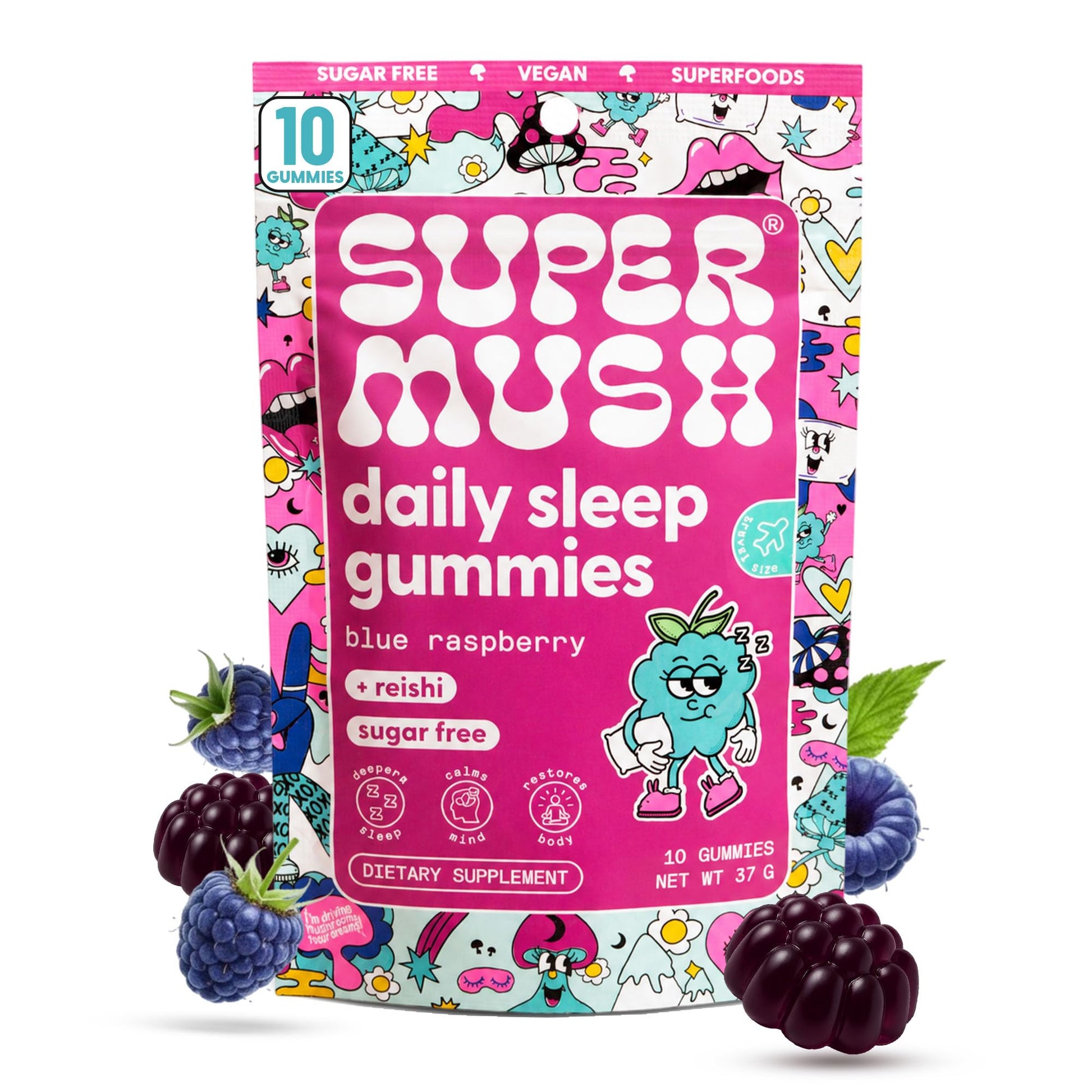 SuperMush Daily Sleep Gummies - Melatonin-Free Sleep Aid, Gummy, 10 Count