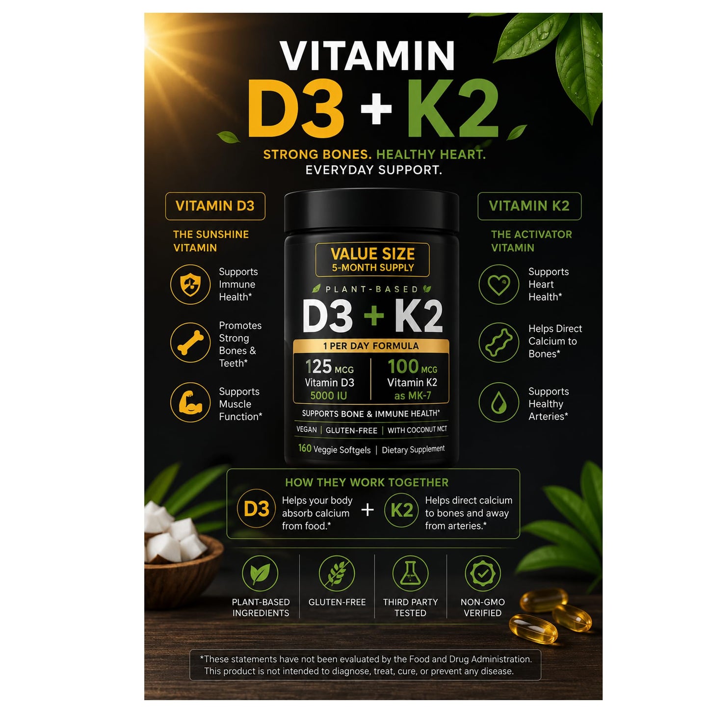 Generic Sports Vitamin D3 K2 Softgels 160 Count