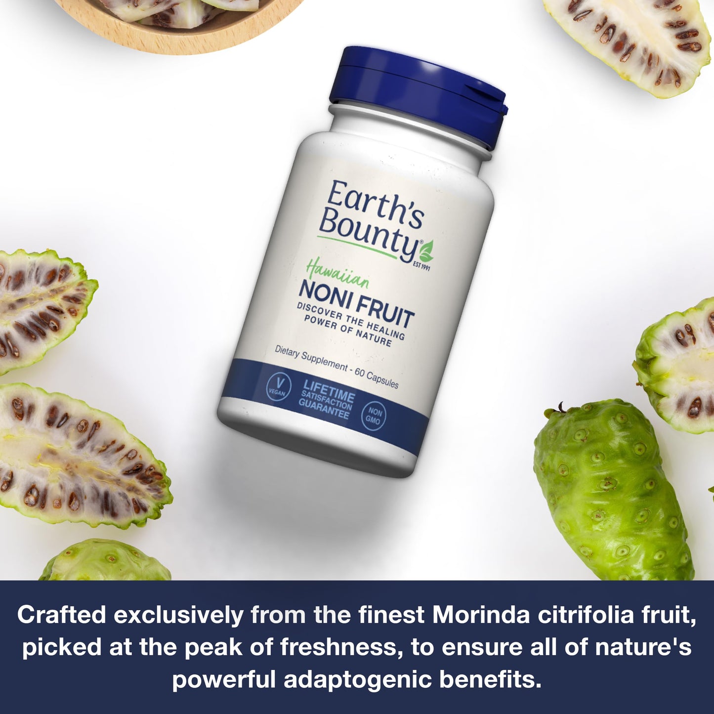 Earth's Bounty Hawaiian Noni Fruit Capsules, 60 Count