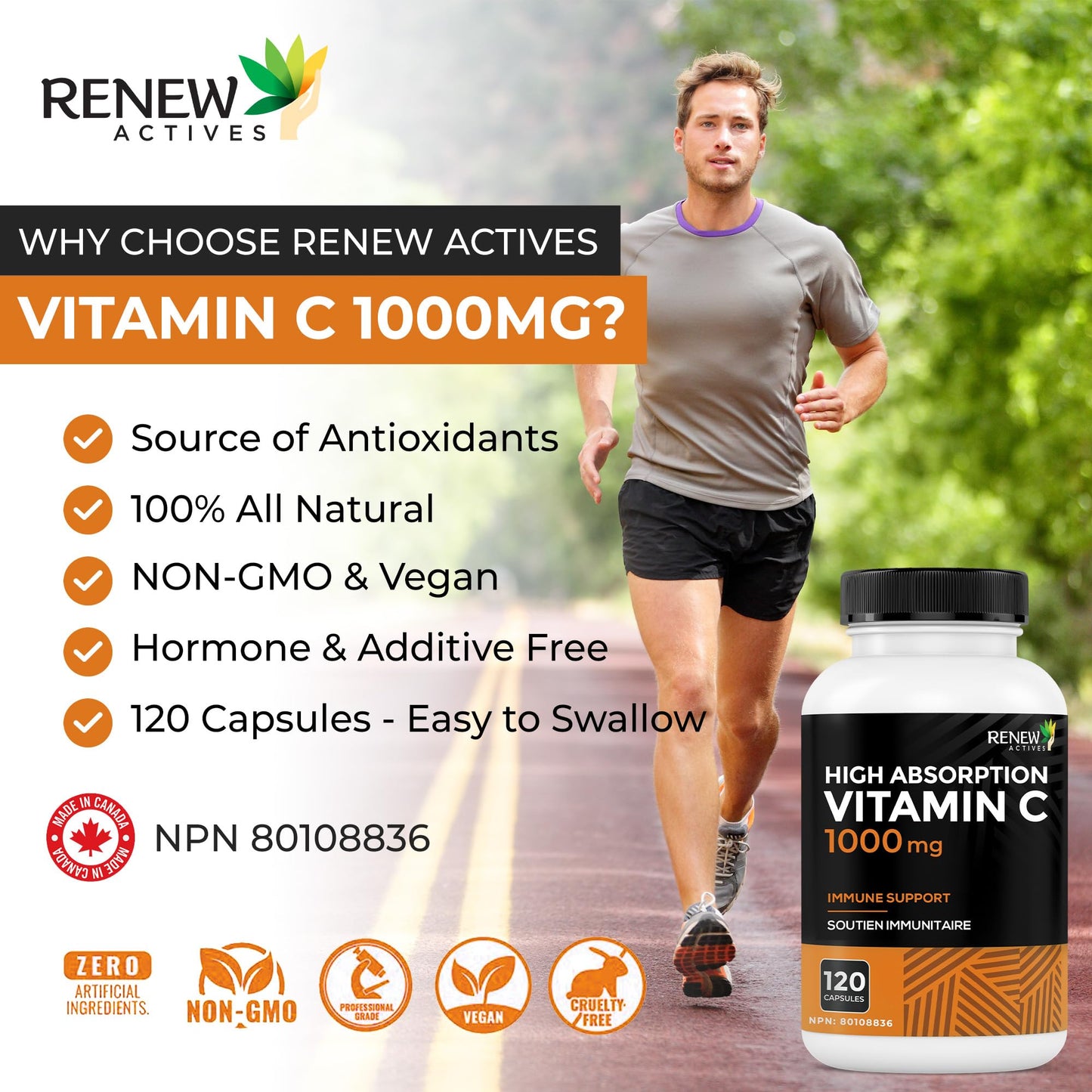 Renew Actives Vitamin C 1000mg Capsules, 120 Count
