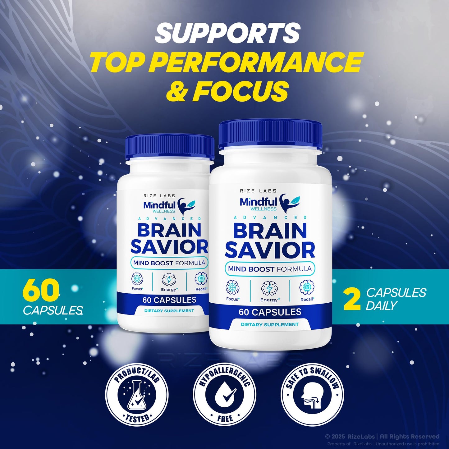 Rize Labs Mindful Wellness Brain Savior Capsules 120 Count