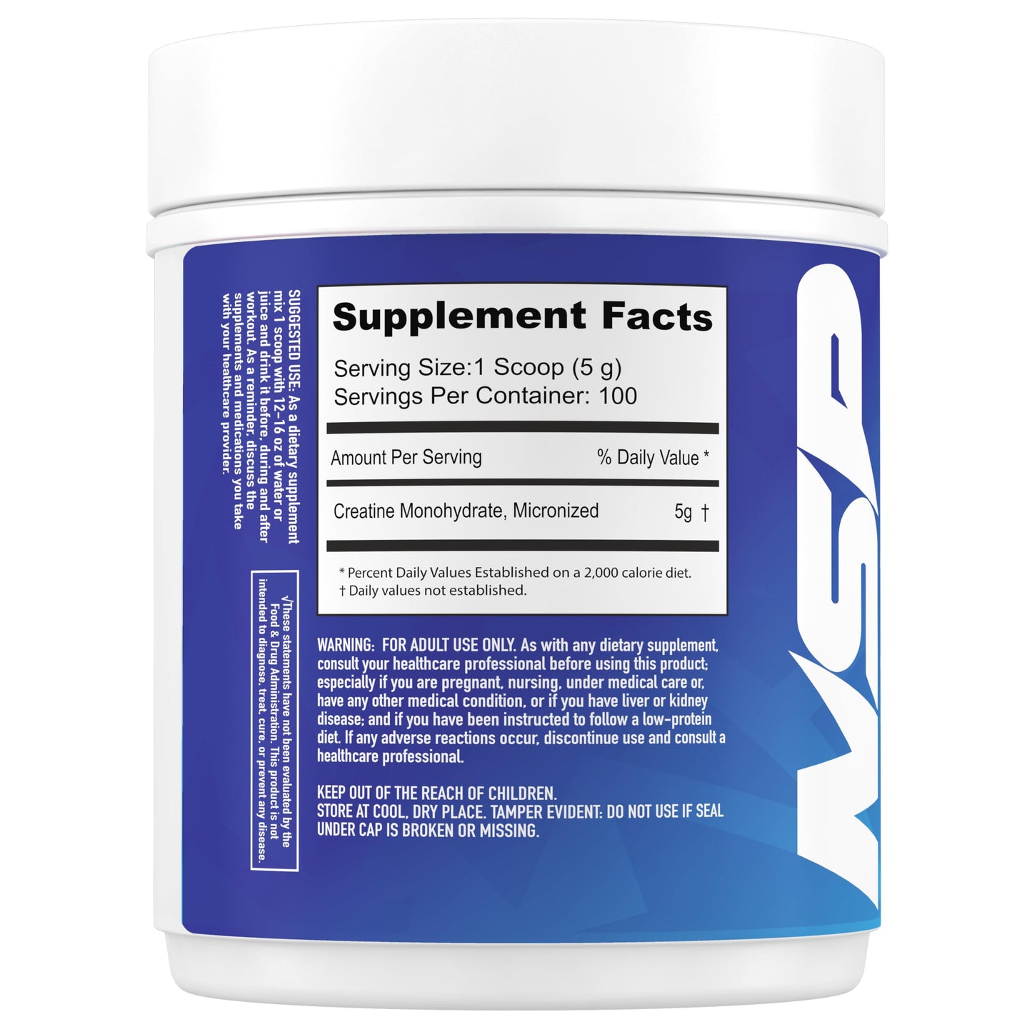 NSP Nutrition Micronized Creatine Monohydrate Powder, 18 Servings