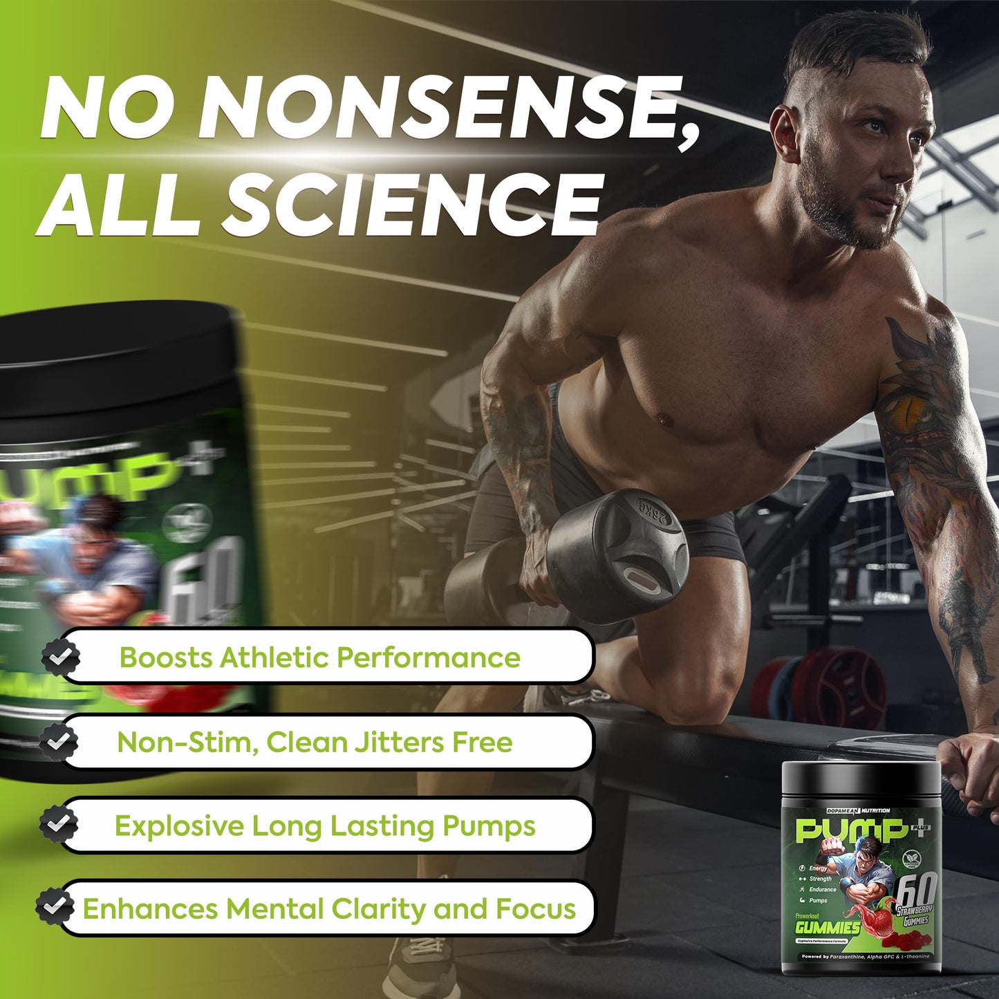 Dopamean Nutrition Pump Pre Workout Gummies 60 Count