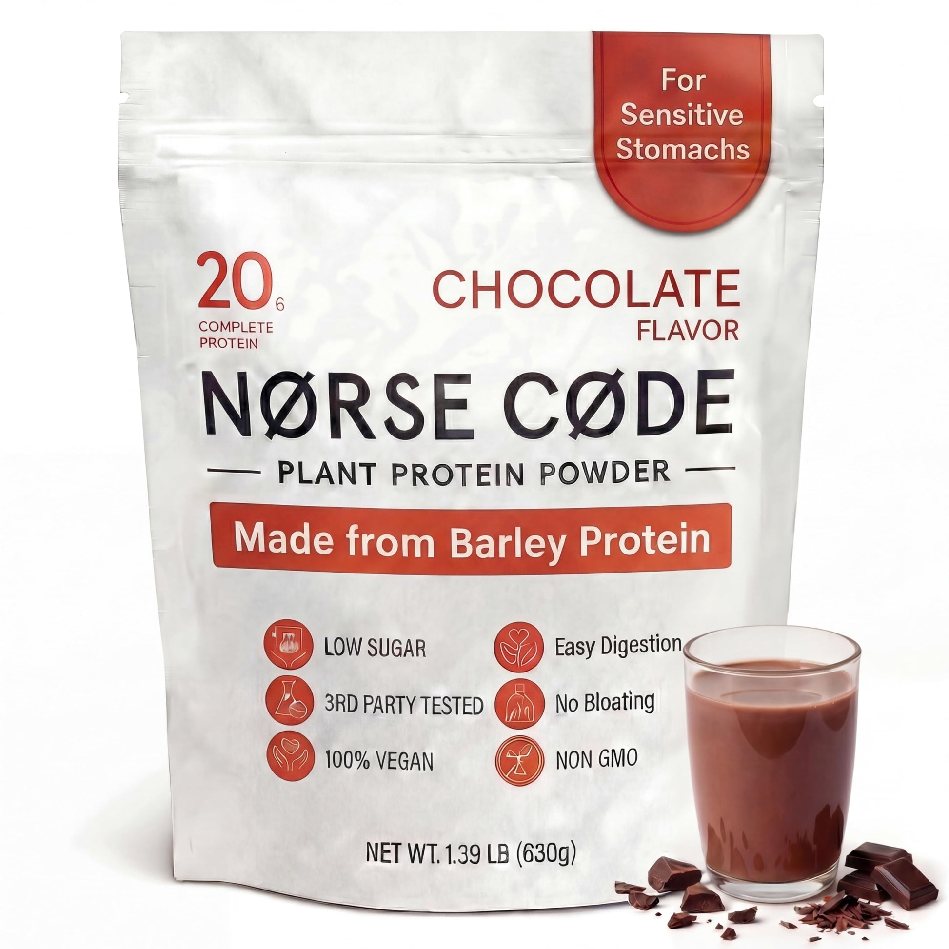 NØRSE CØDE Chocolate Barley Protein Powder, 14 Servings
