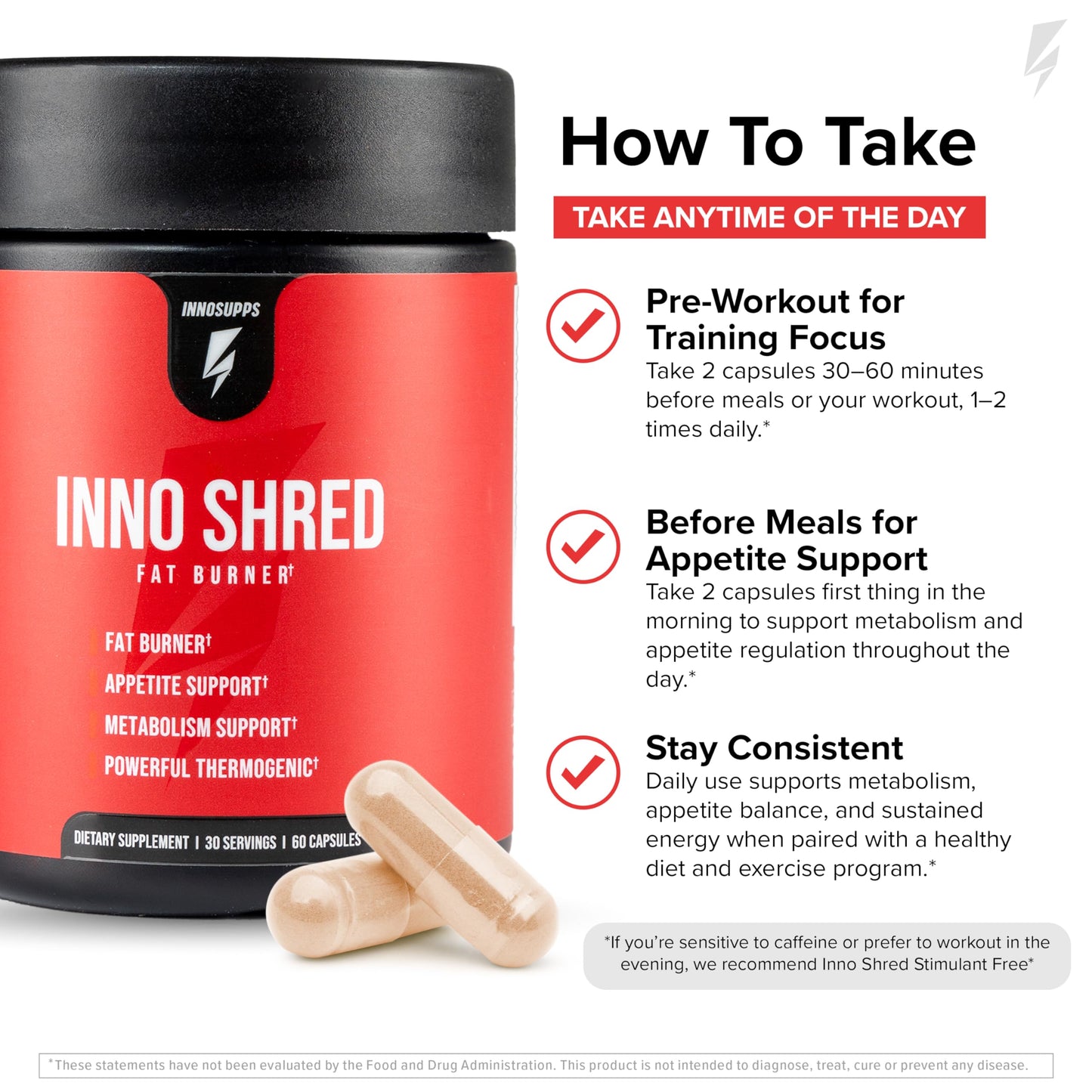 InnoSupps Shred Thermogenic Fat Burner & Appetite Support, 60 Capsules